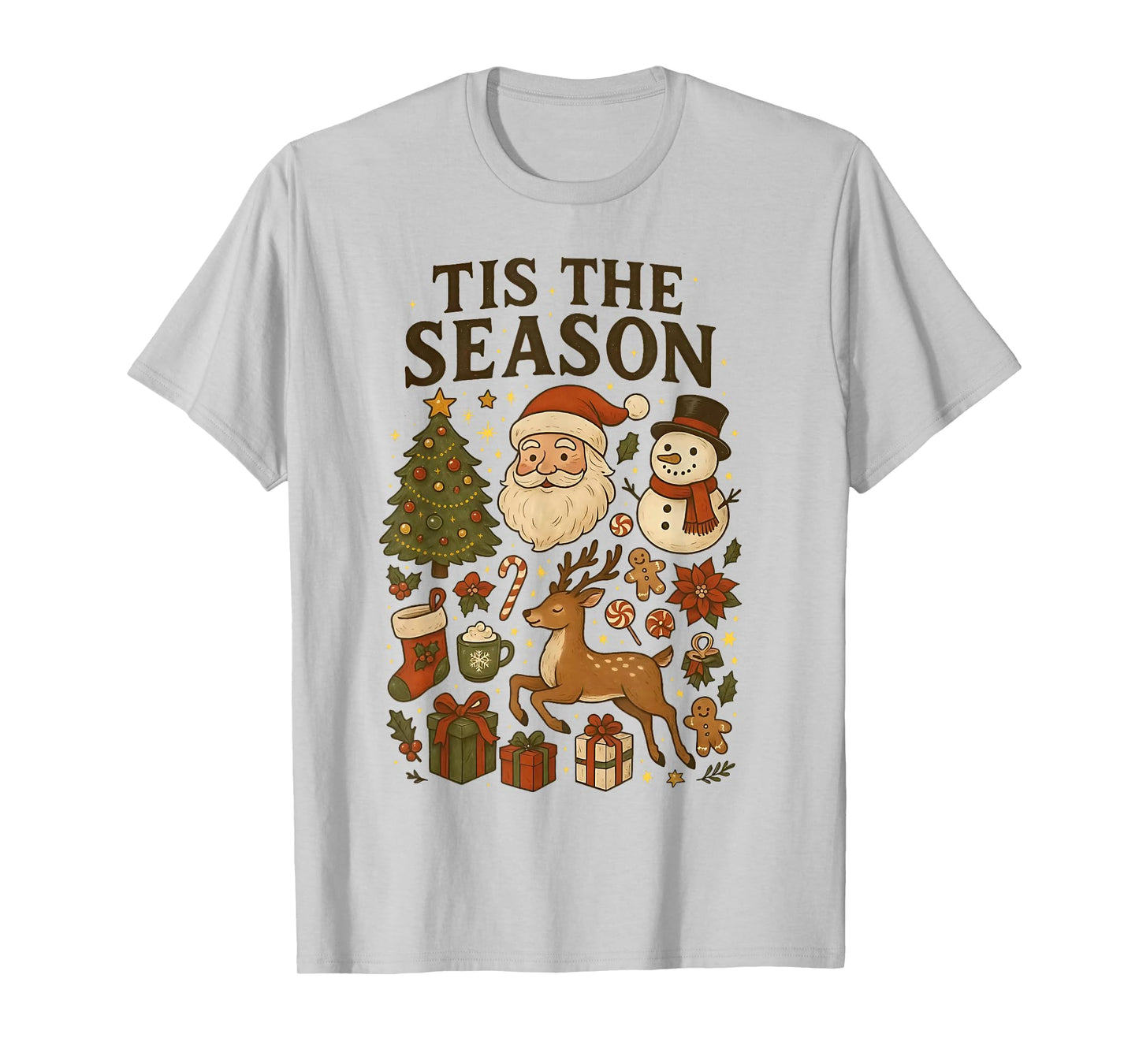 ‘Tis The Season Vintage Christmas Cute Icons Holiday Graphic T-Shirt