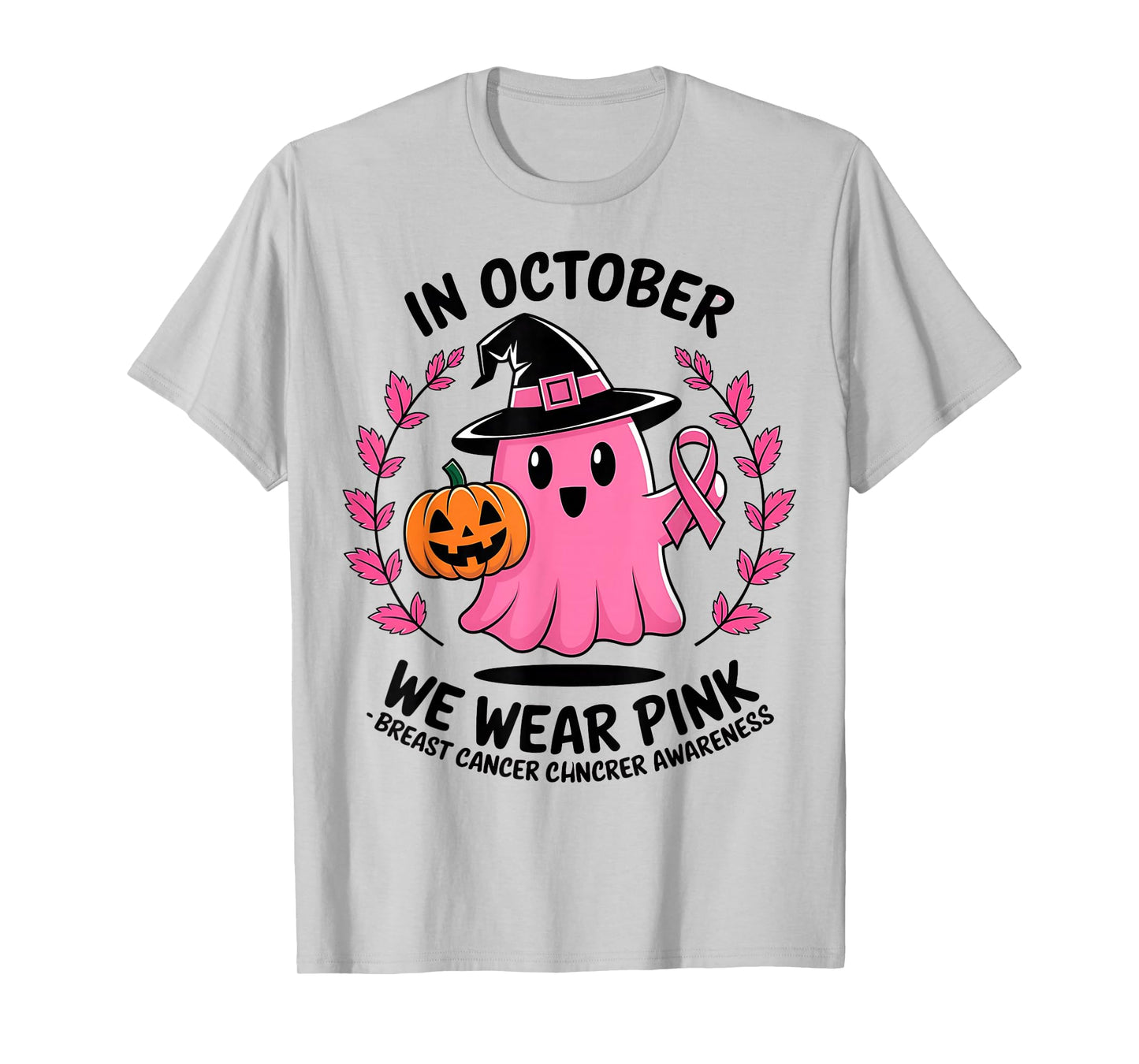 Breast Cancer Awareness Halloween Wear Pink Print Kids Men T-Shirt