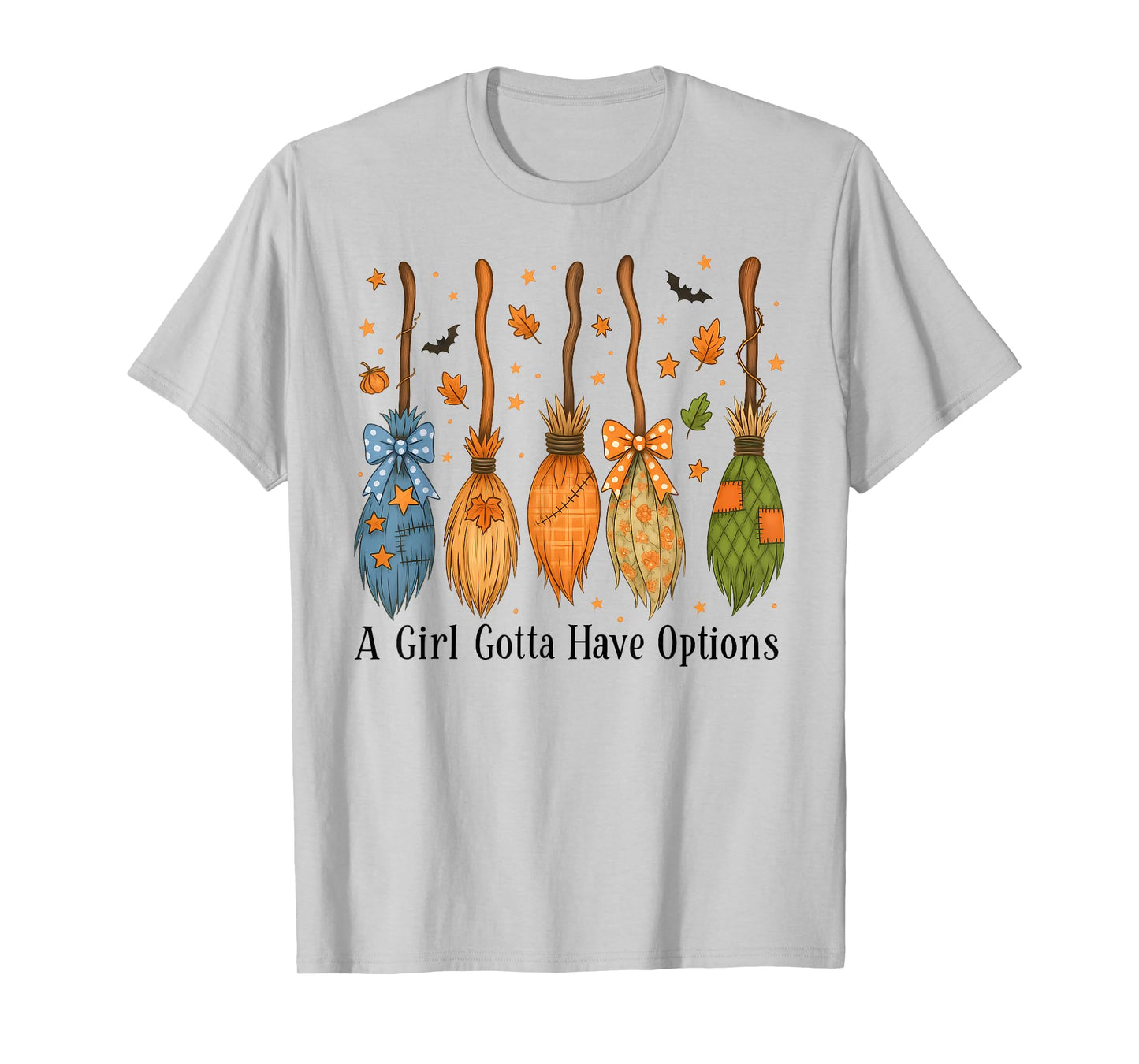 Coquette A Girl Gotta Have Options Patchwork Witch Brooms T-Shirt