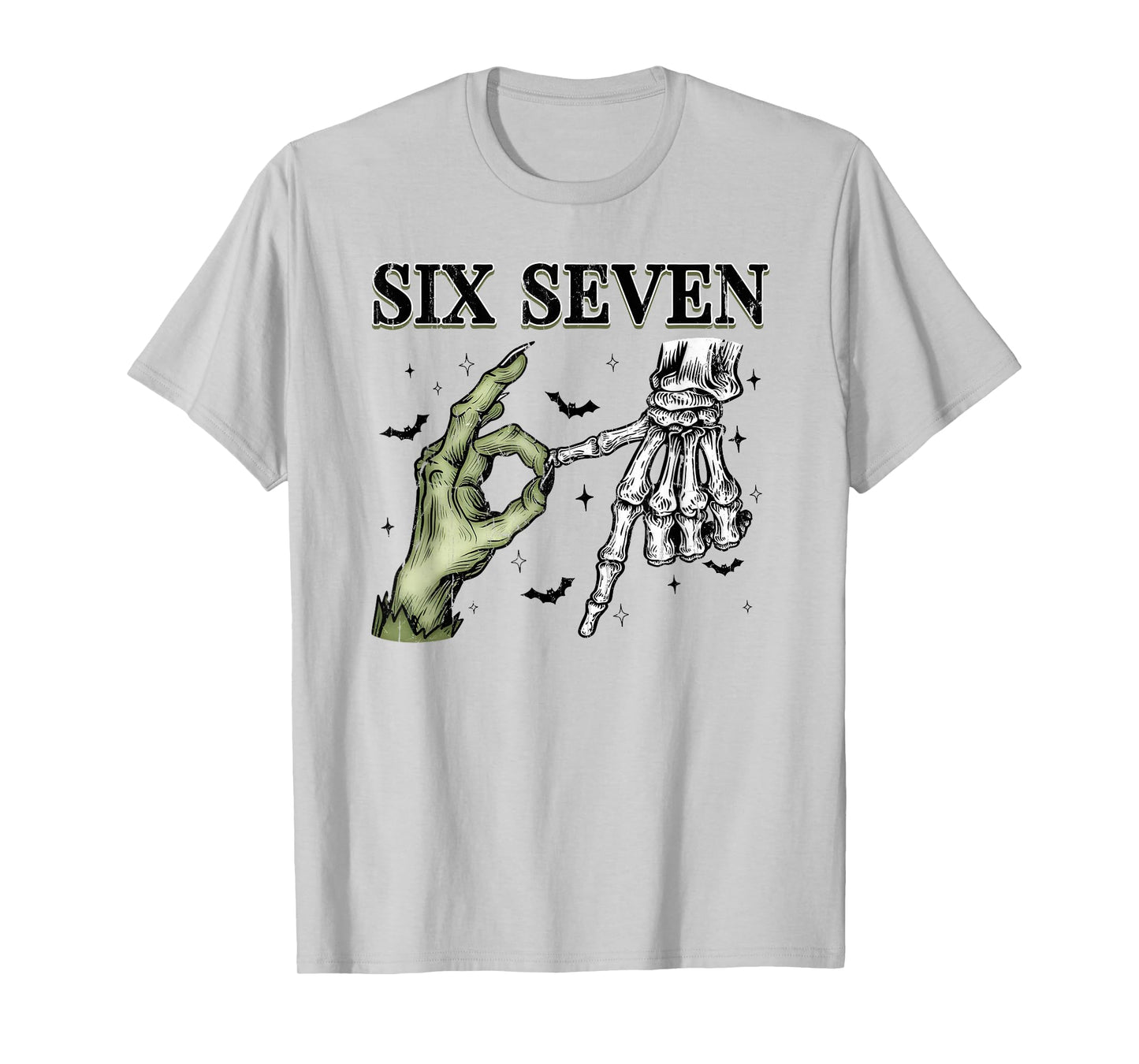 Six Seven 6 7 Meme, Funny Witch Skeleton Hands T-Shirt