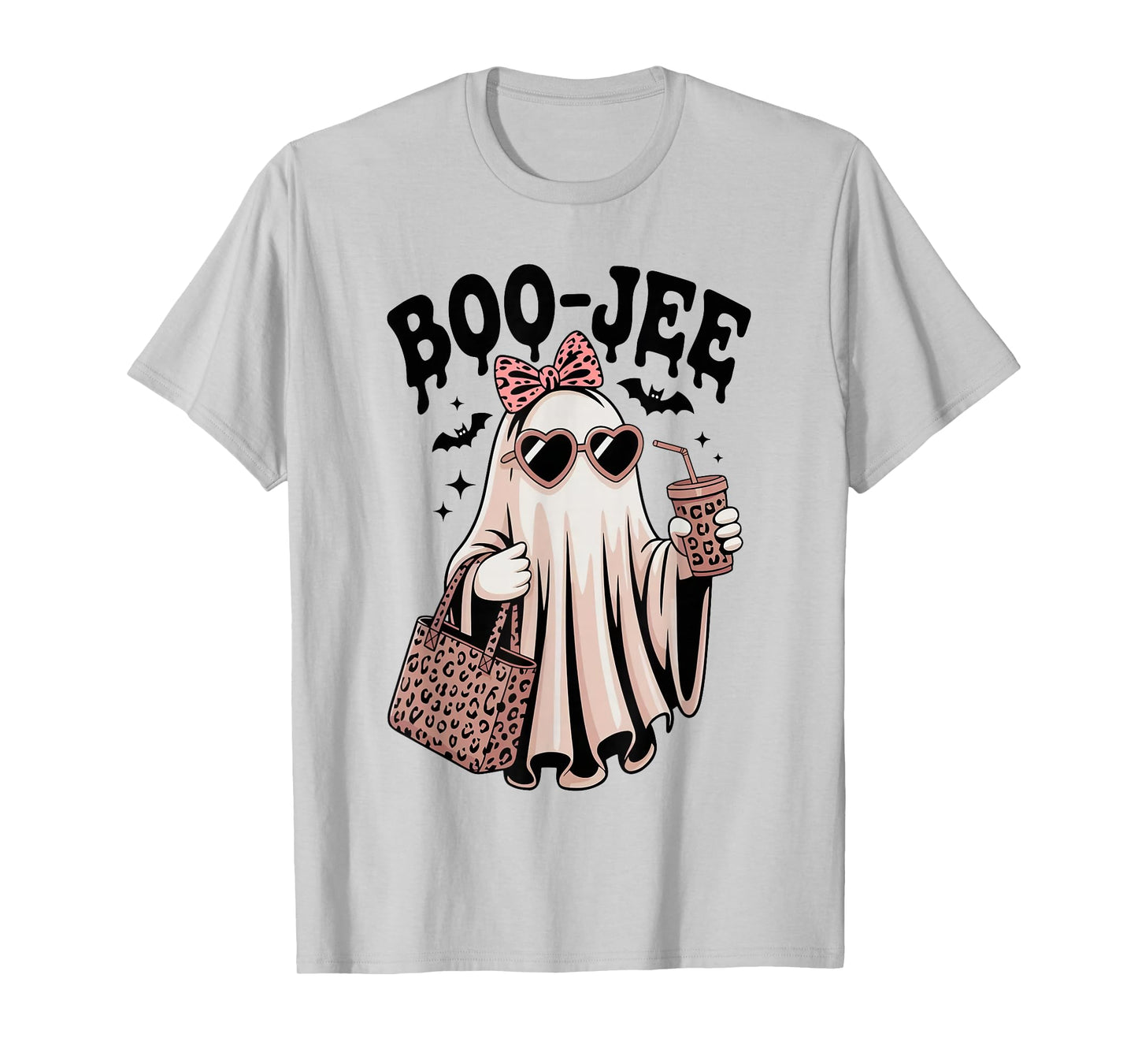Coquette Leopard Ghost Coffee Boo-JEE Halloween Boujee Ghost T-Shirt