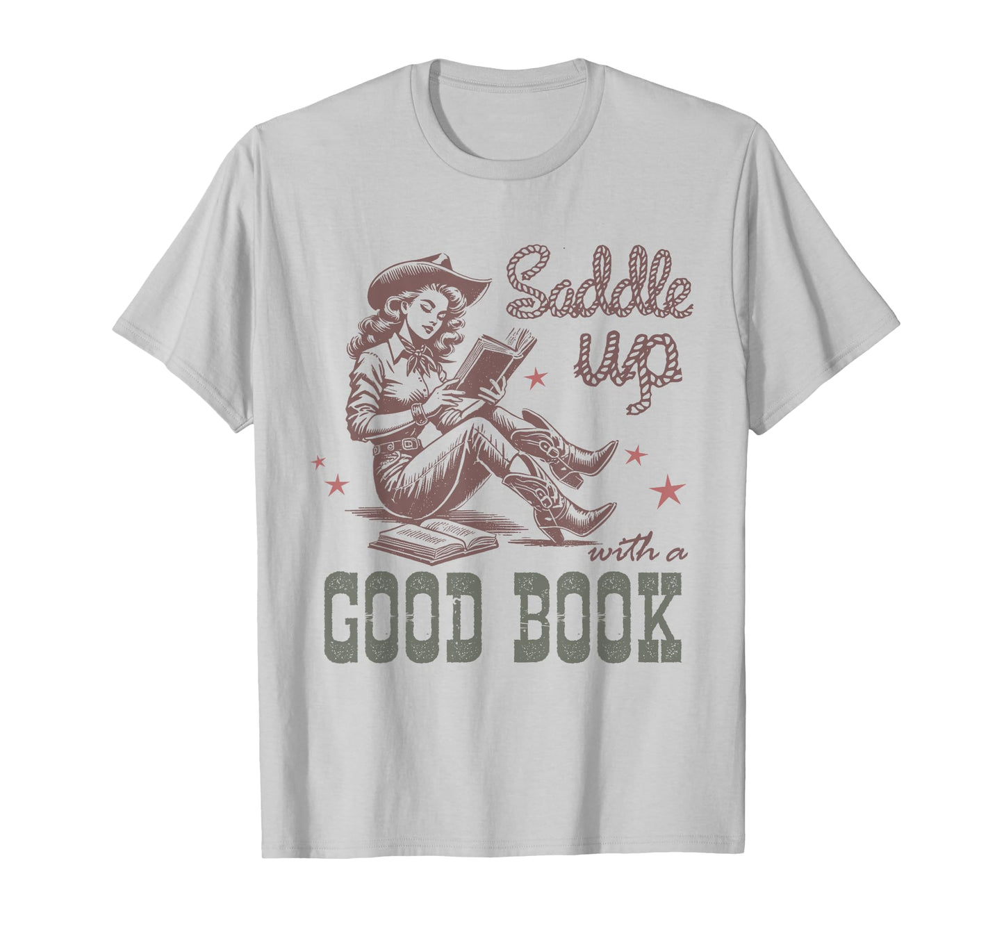 Retro Cowgirl ReadingTee Saddle Up With A Good Book Western T-Shirt