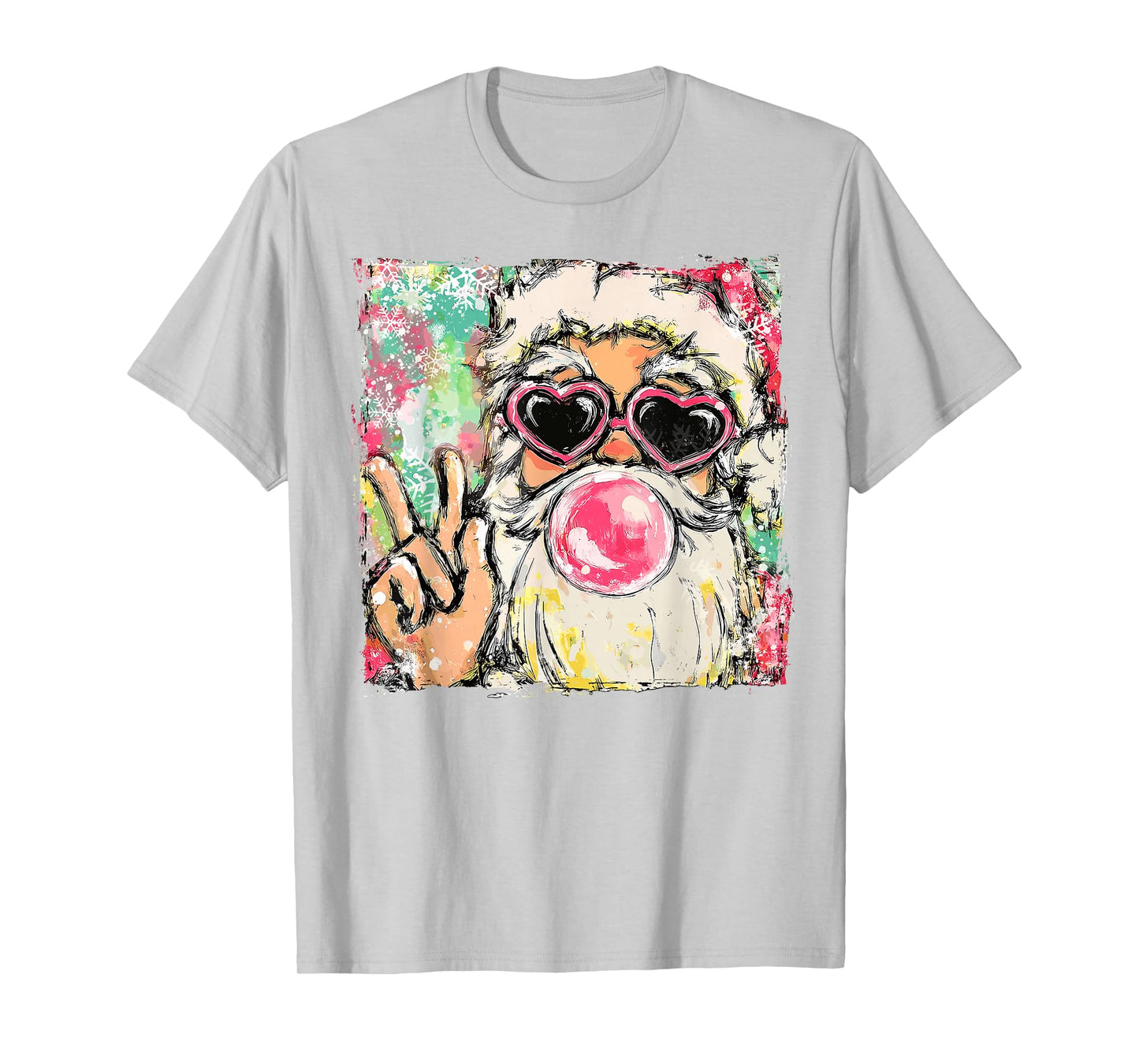 Preppy Santa Clause Blowing Bubble Gum Christmas Girly Kids T-Shirt