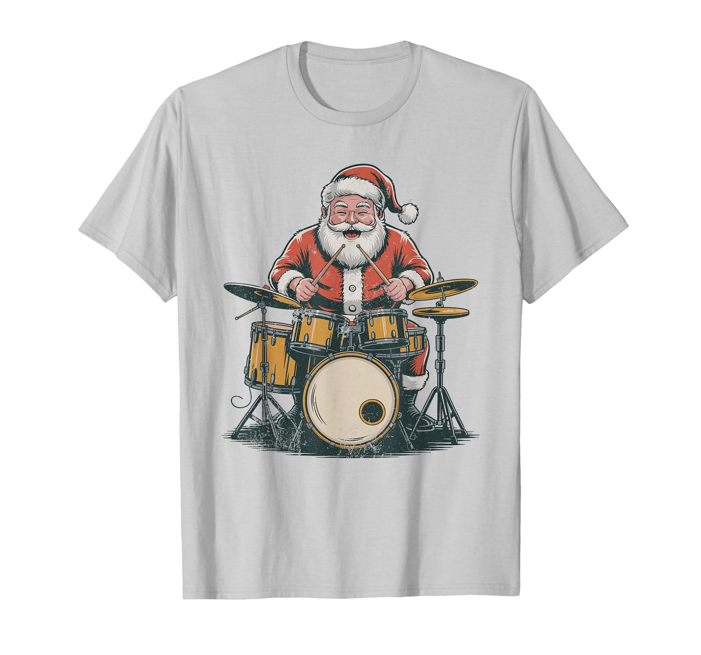 Vintage Santa Drumming Drummer Retro 90s Chrismas Holiday T-Shirt