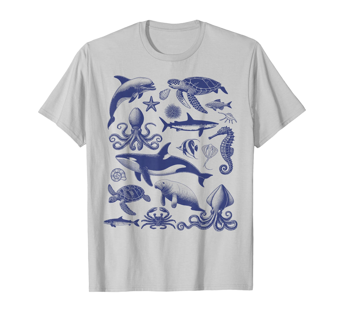 Ocean Wildlife Vintage Shark Turtle Octopus Graphic T-Shirt