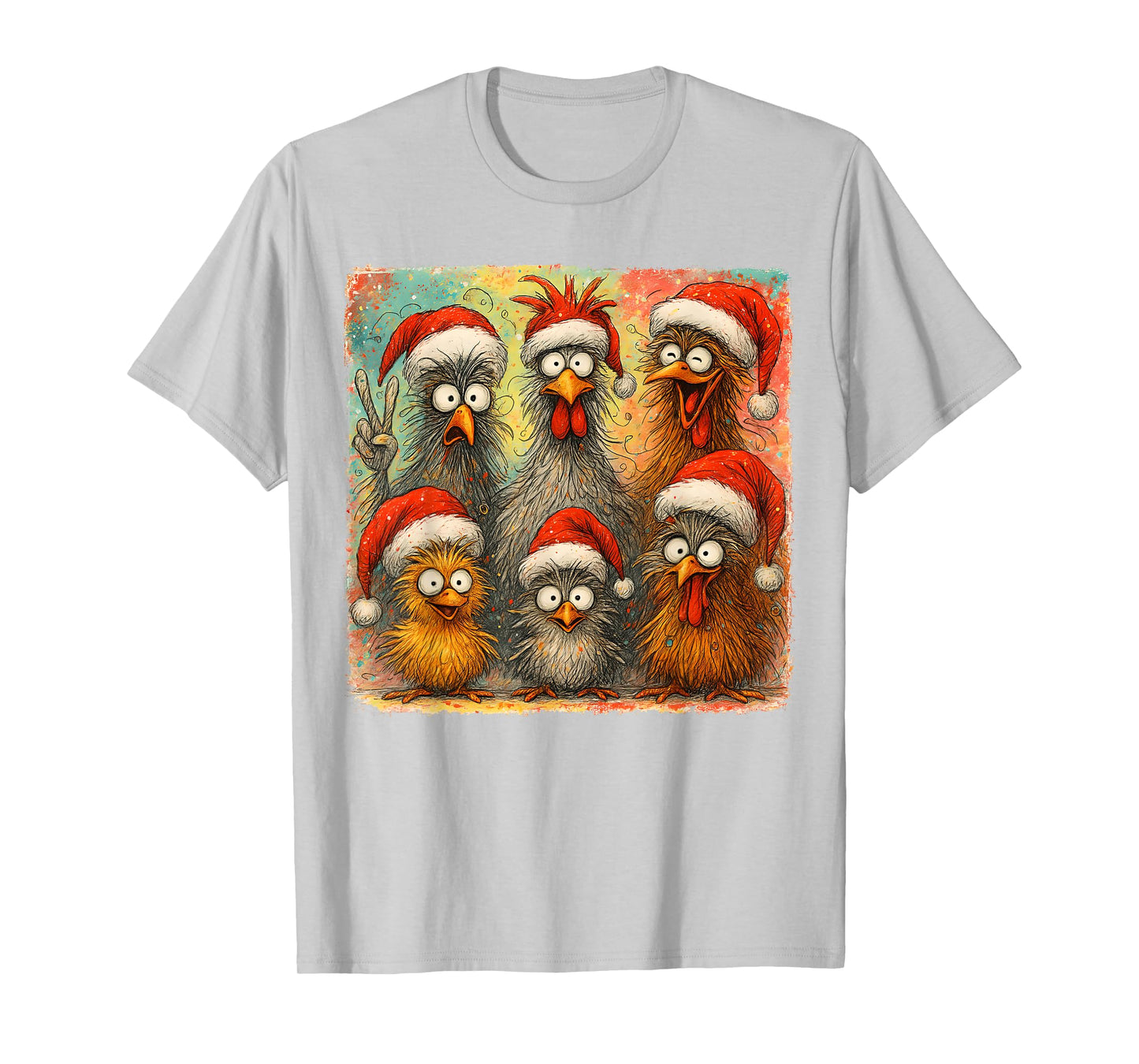 HUGvyn Christmas Santa Chicken Crazy Eagerlys Rooster Meme T-Shirt