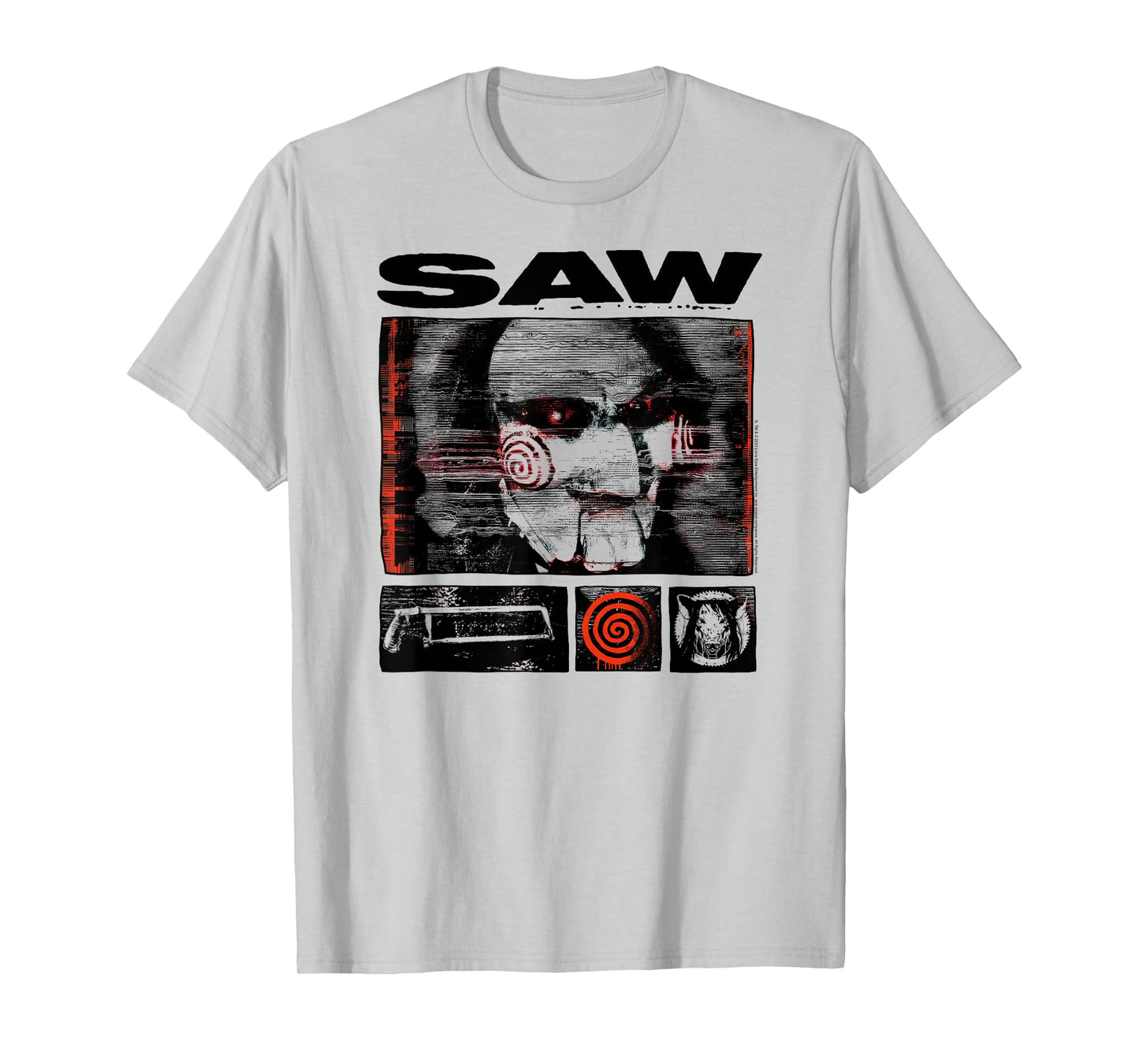 Saw Vintage Style Icons Grid Horror Movie T-Shirt