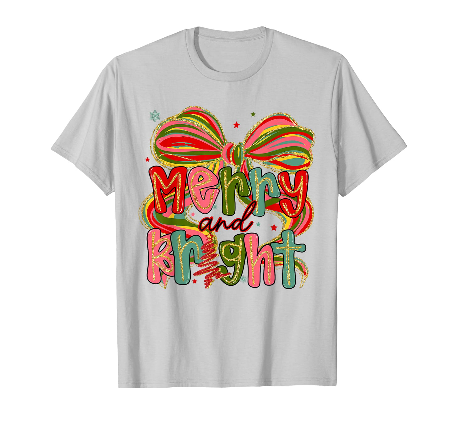 Merry & Bright Coquette Bow Christmas Xmas Pajamas Holiday T-Shirt