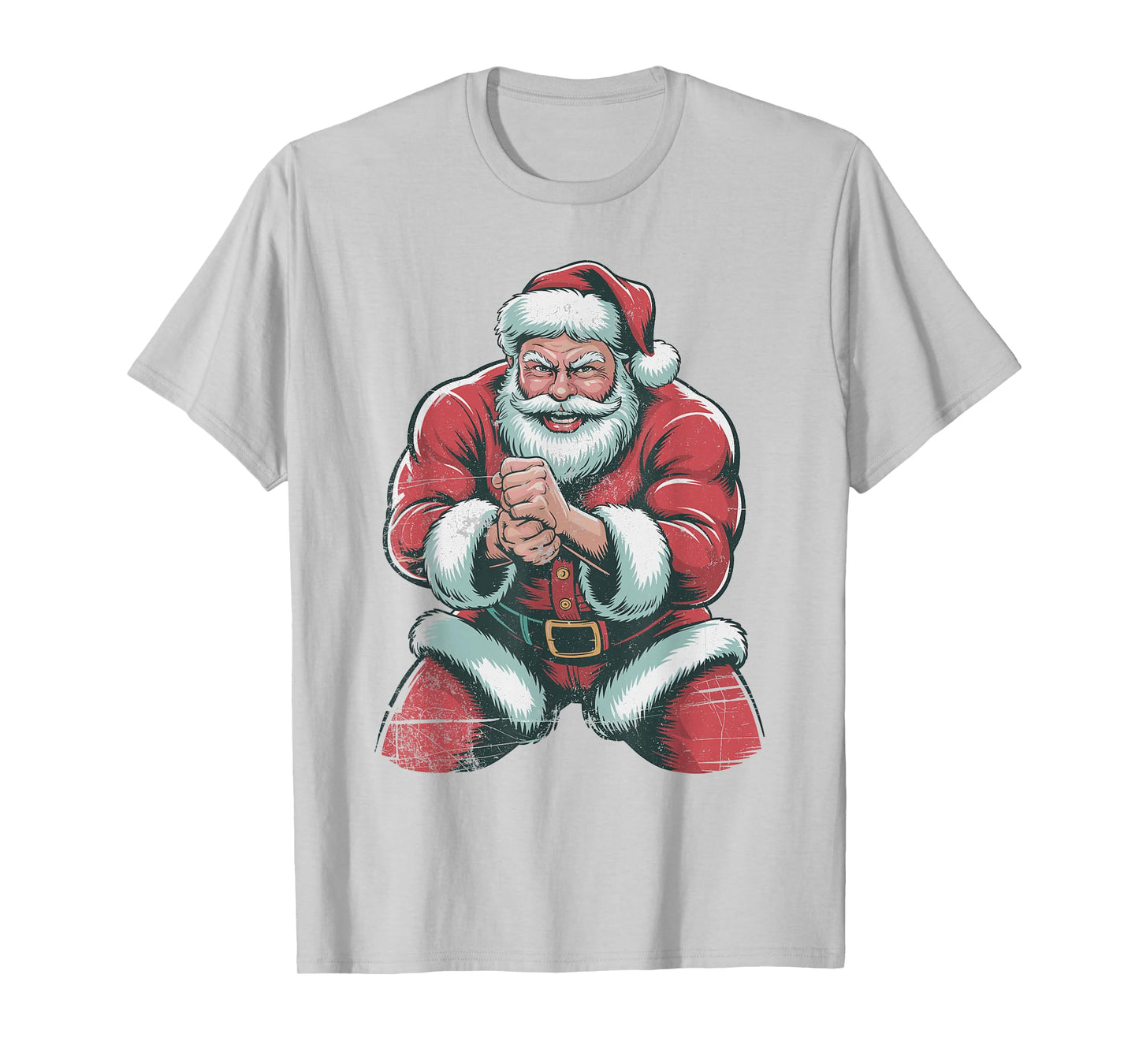 Santa Wrestling Retro Vintage 90s Christmas Holiday Sports T-Shirt