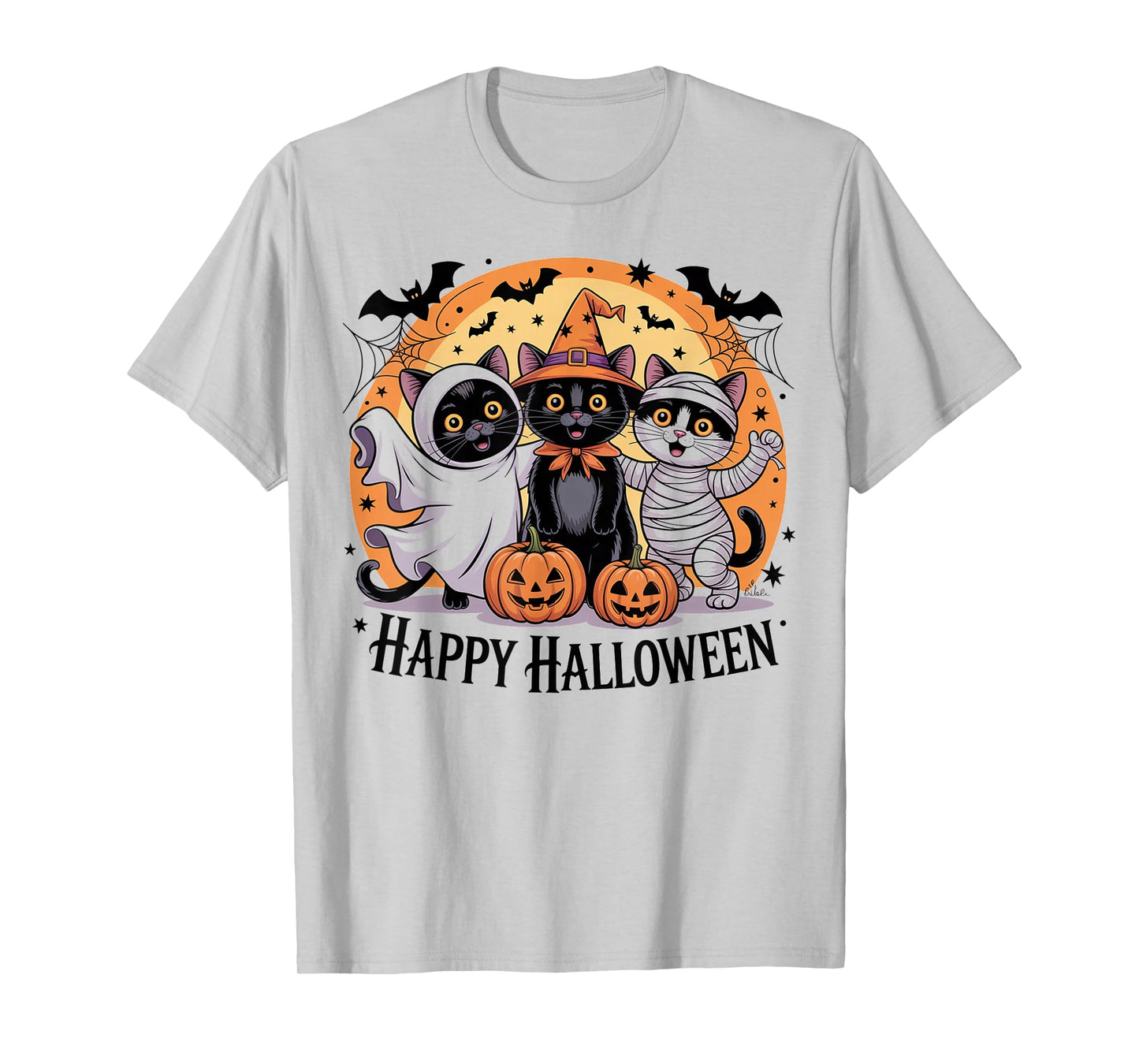 Funny Ghost Cat Lovers Witch Pumpkin Halloween Pet Owner T-Shirt