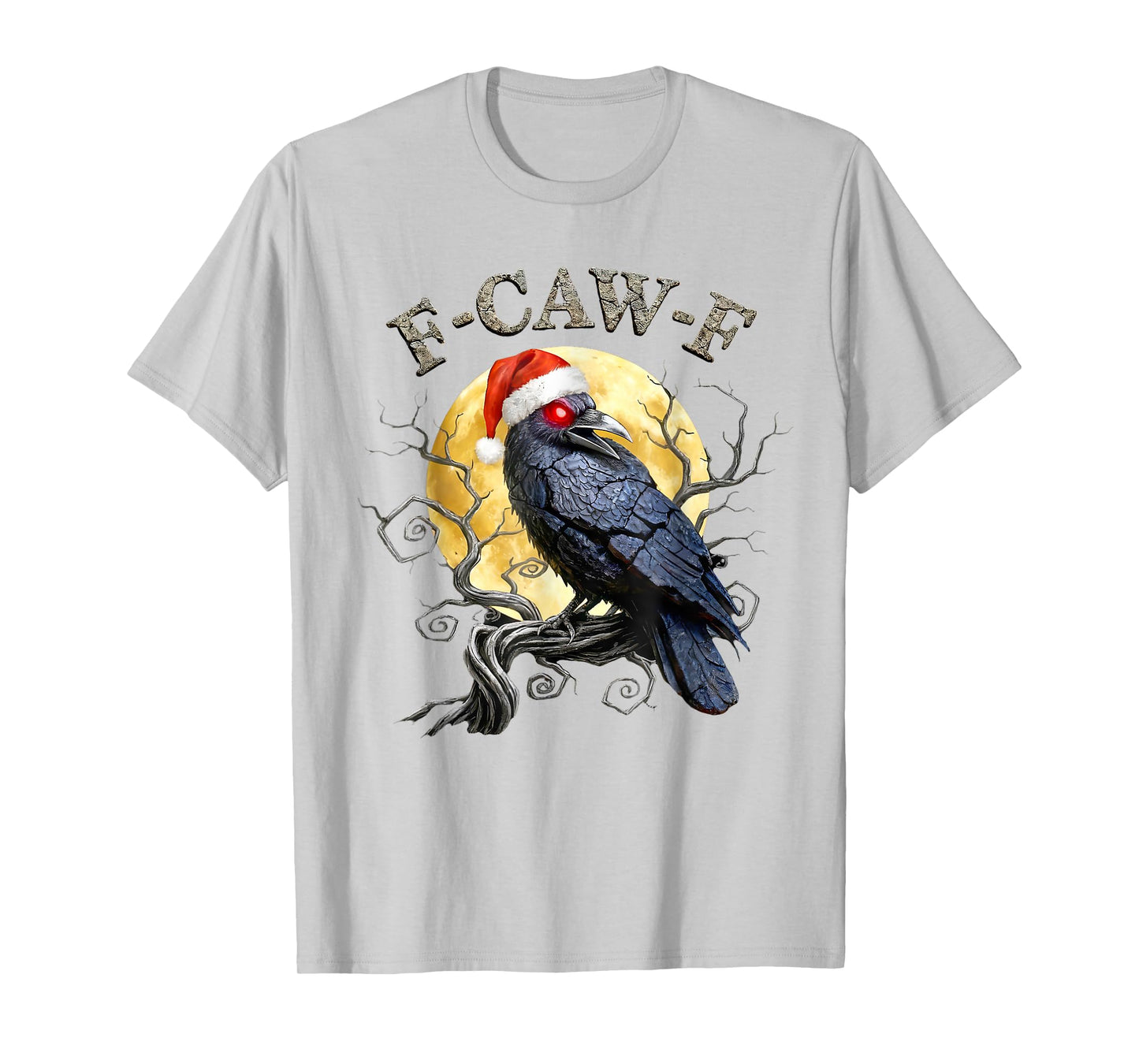 Funny Crow F-CAW-F Black Bird, Gothic Christmas Santa Hat T-Shirt