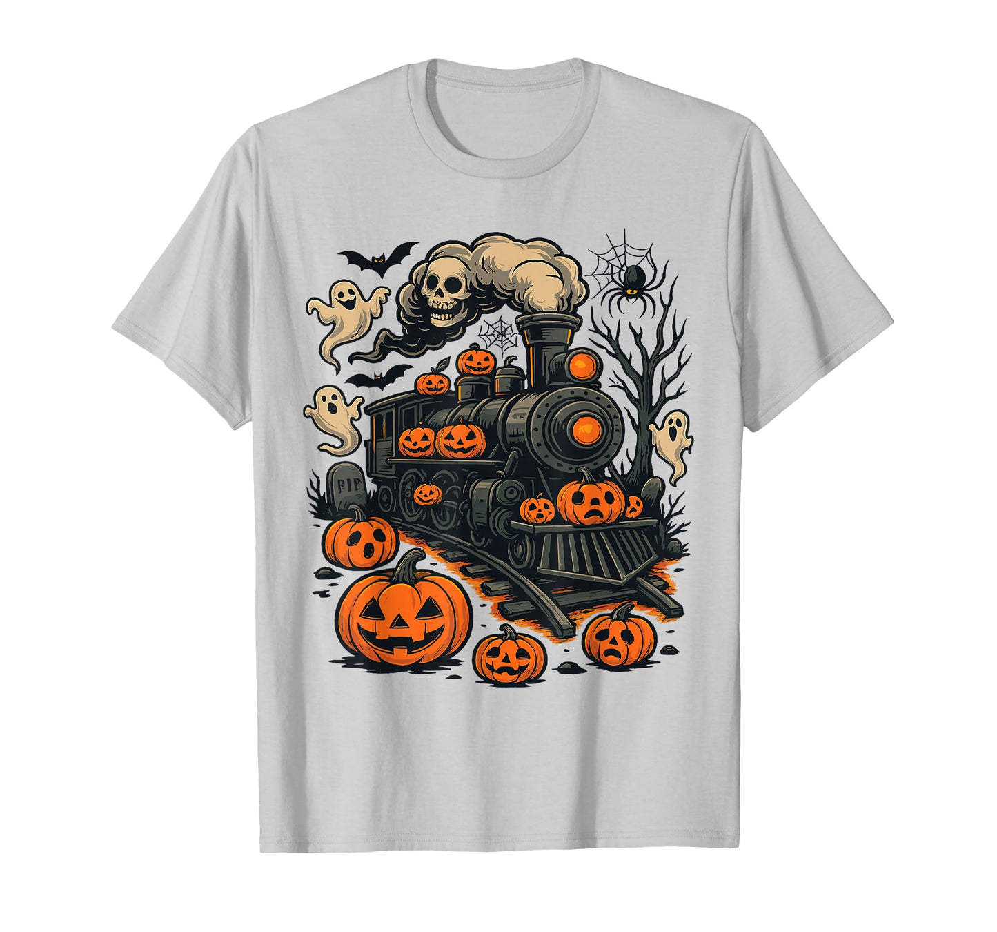Funny Halloween Train Pumpkin Train Lover Railroad T-Shirt