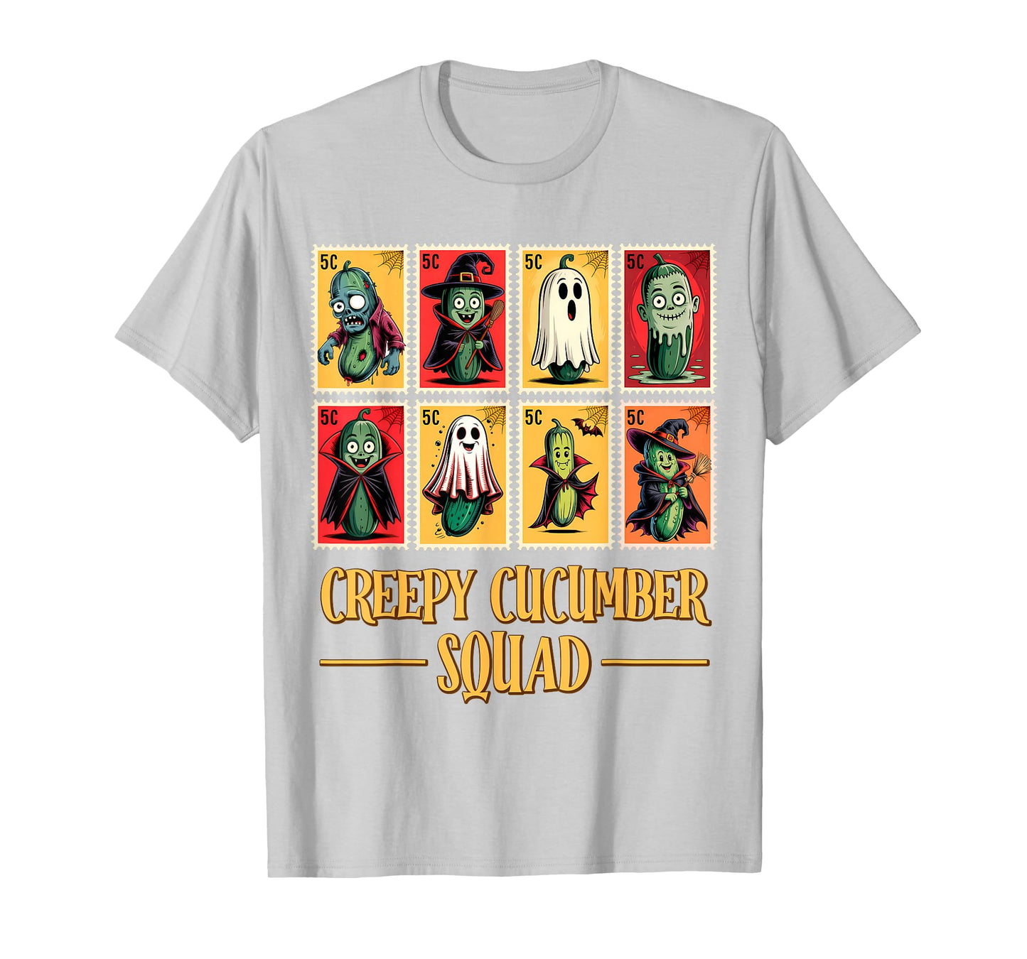 Creepy Cucumber Squad – Funny Halloween Stamp Men Women Kids T-Shirt