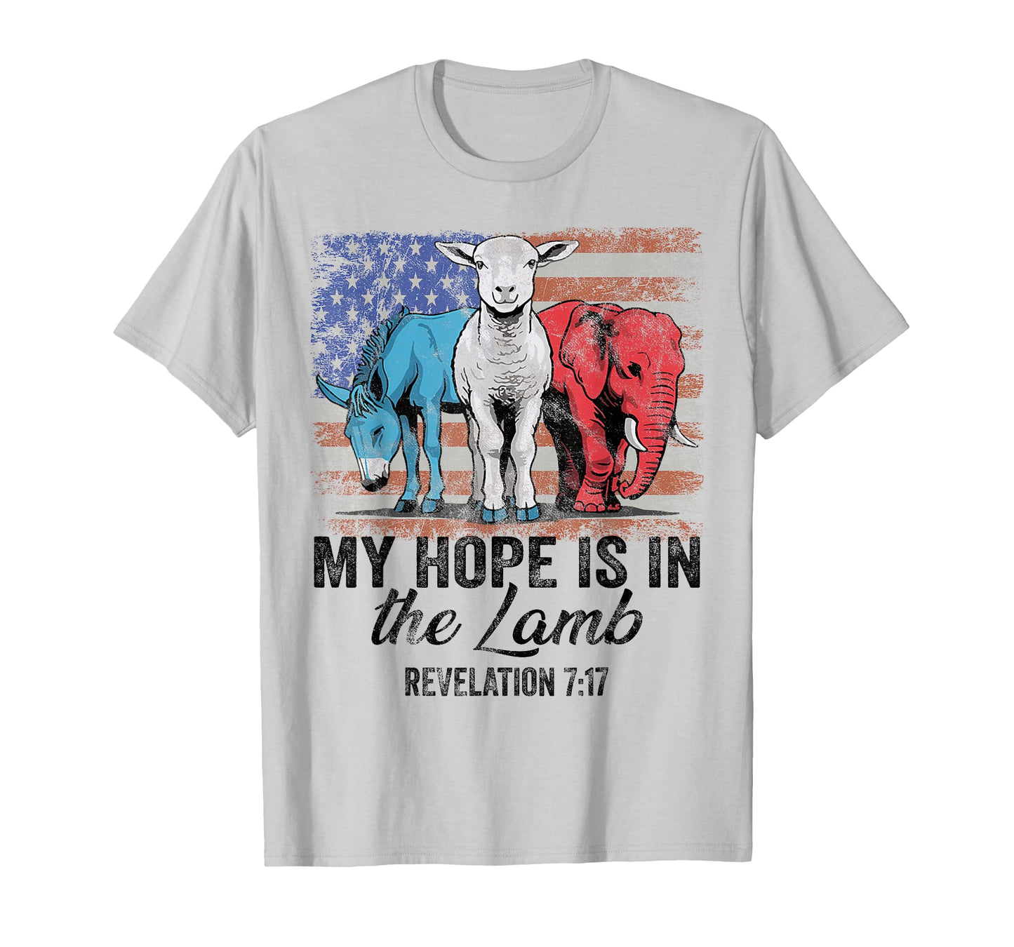 vintage My Hope is in the lamb Scripture Elephant Donkey T-Shirt