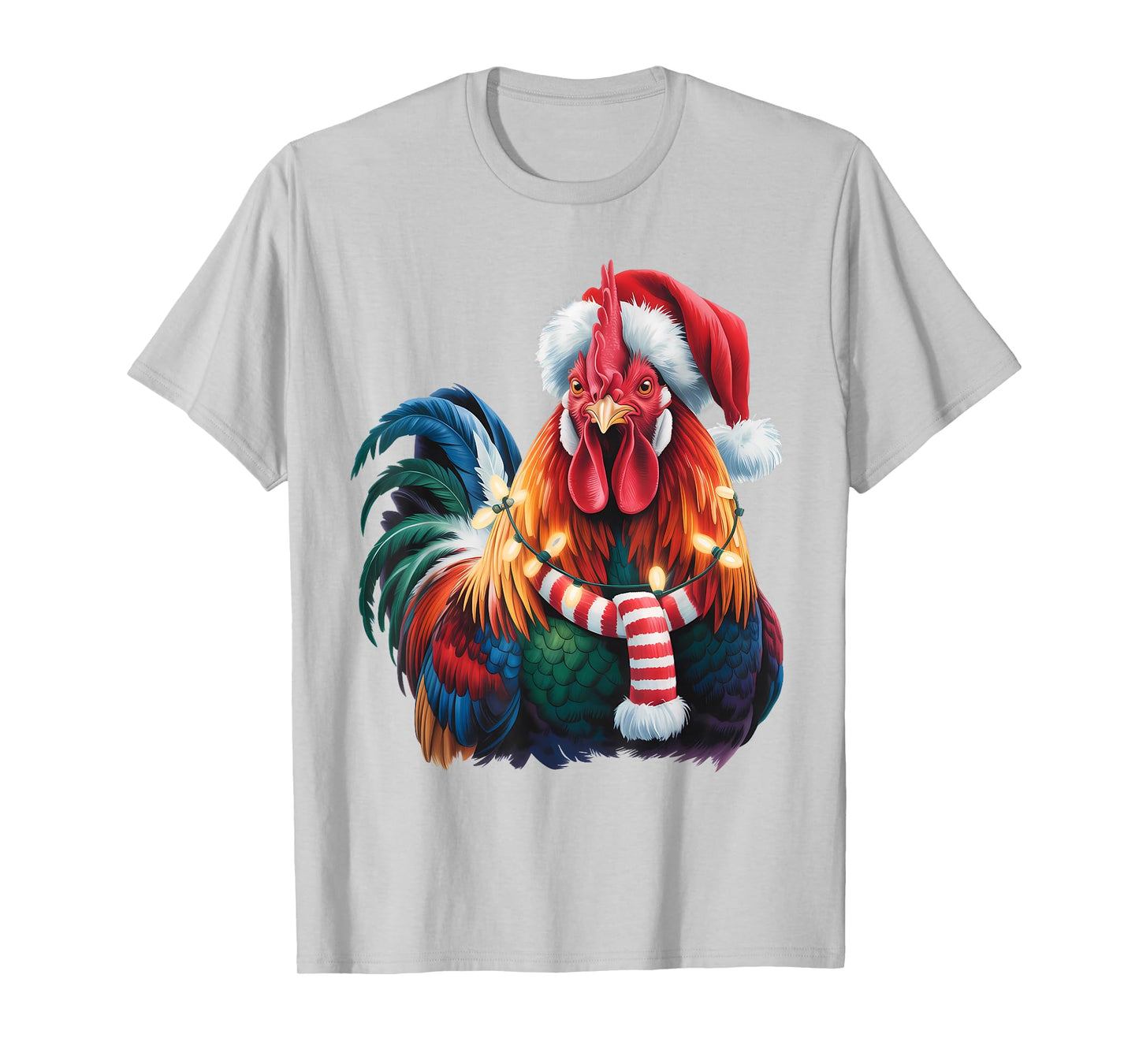 Christmas Lights Funny Chicken Santa Xmas Family Matching T-Shirt