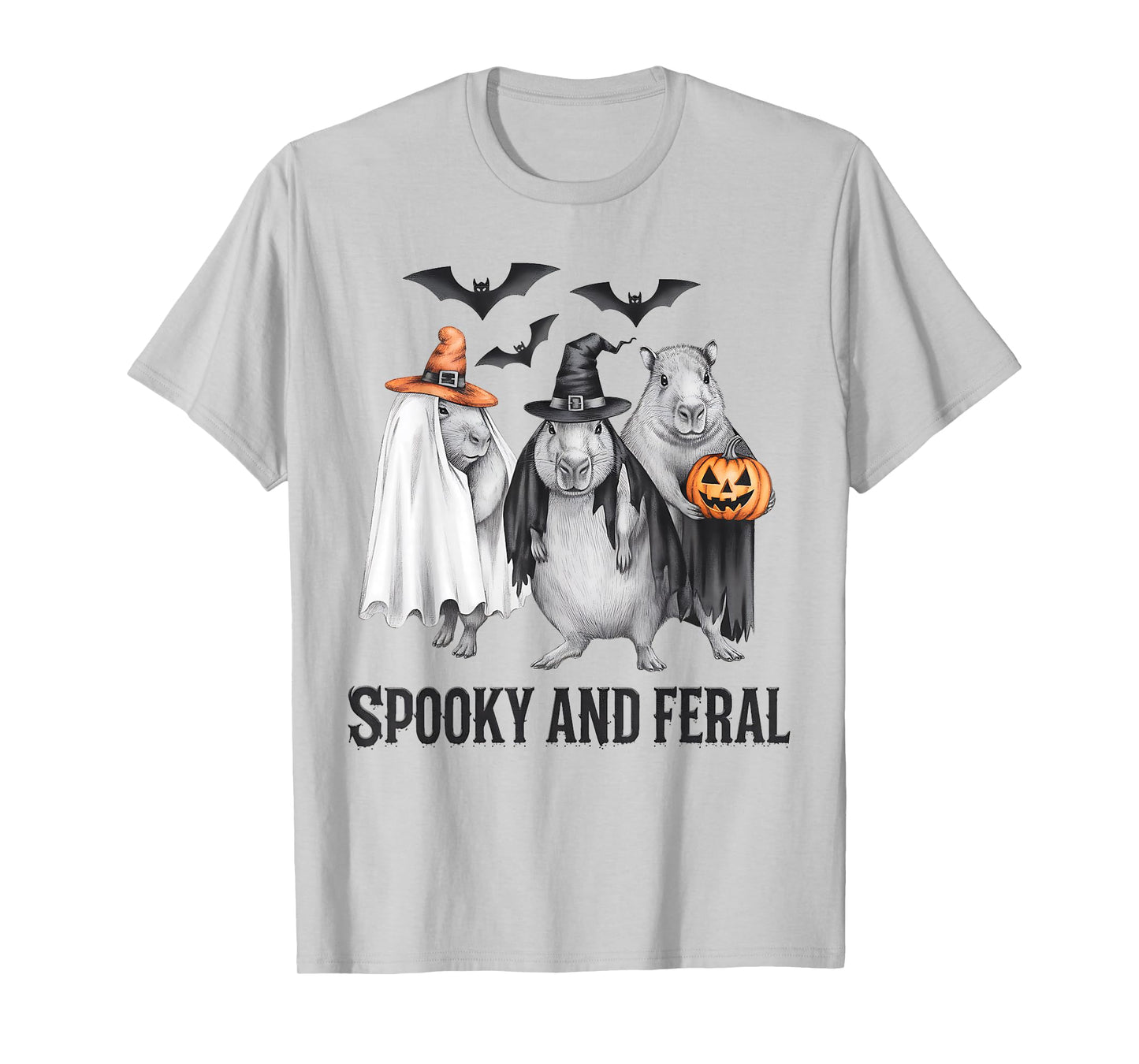 Spooky and Feral Capybara Halloween Costume Funny Animal T-Shirt