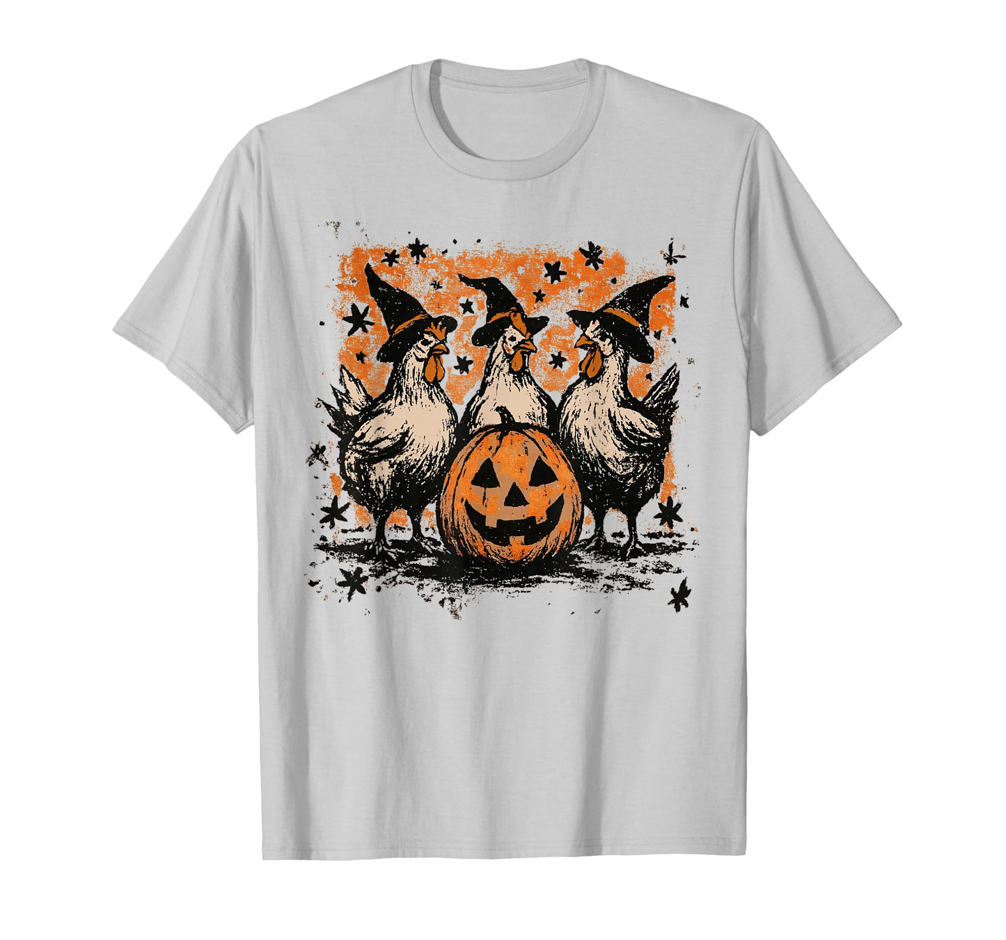 Pumpkin Chicken Witch Fall Retro Halloween Funny T-Shirt