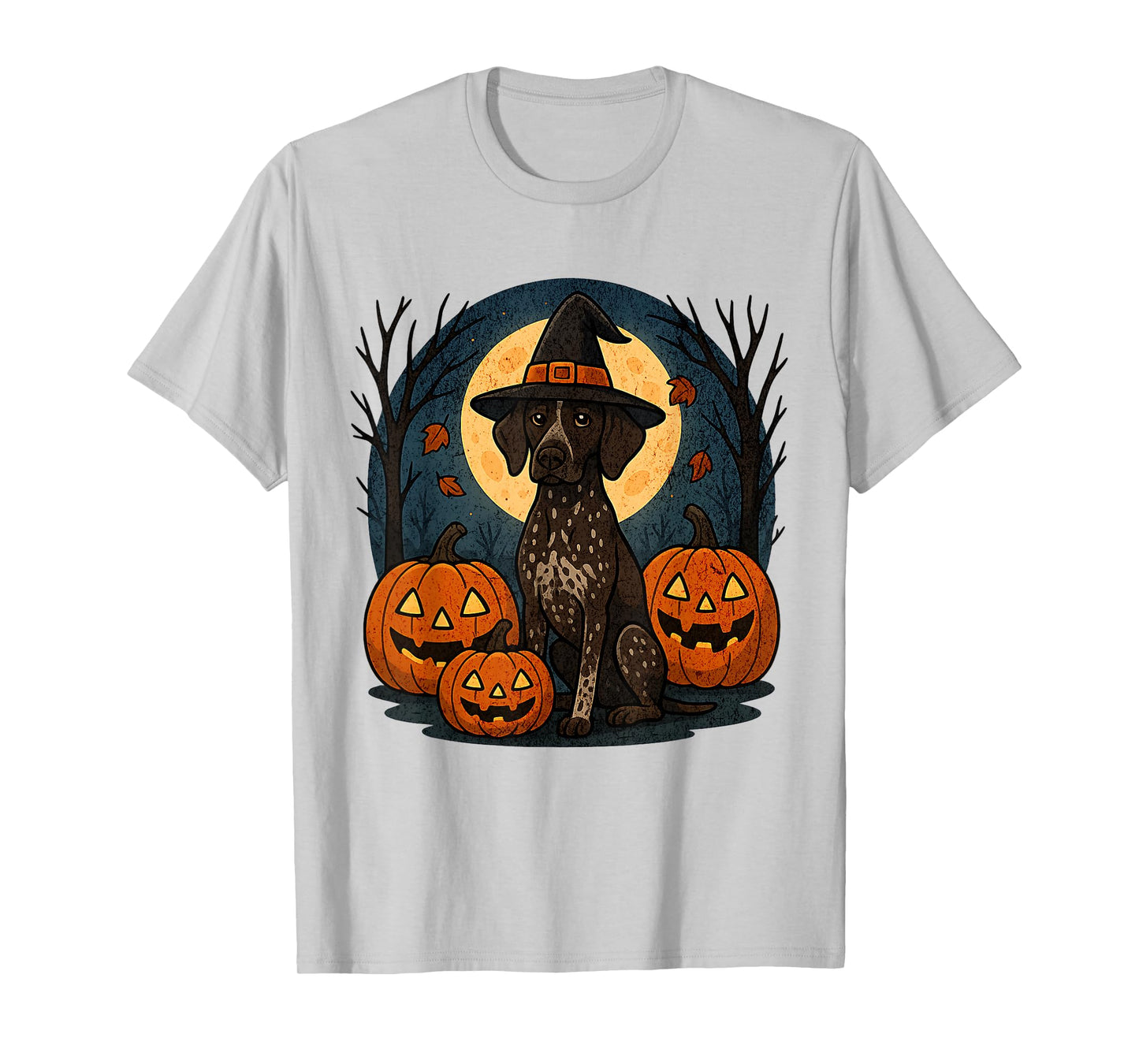 Halloween German Shorthaired Pointer Witch Pumpkins Autumn T-Shirt
