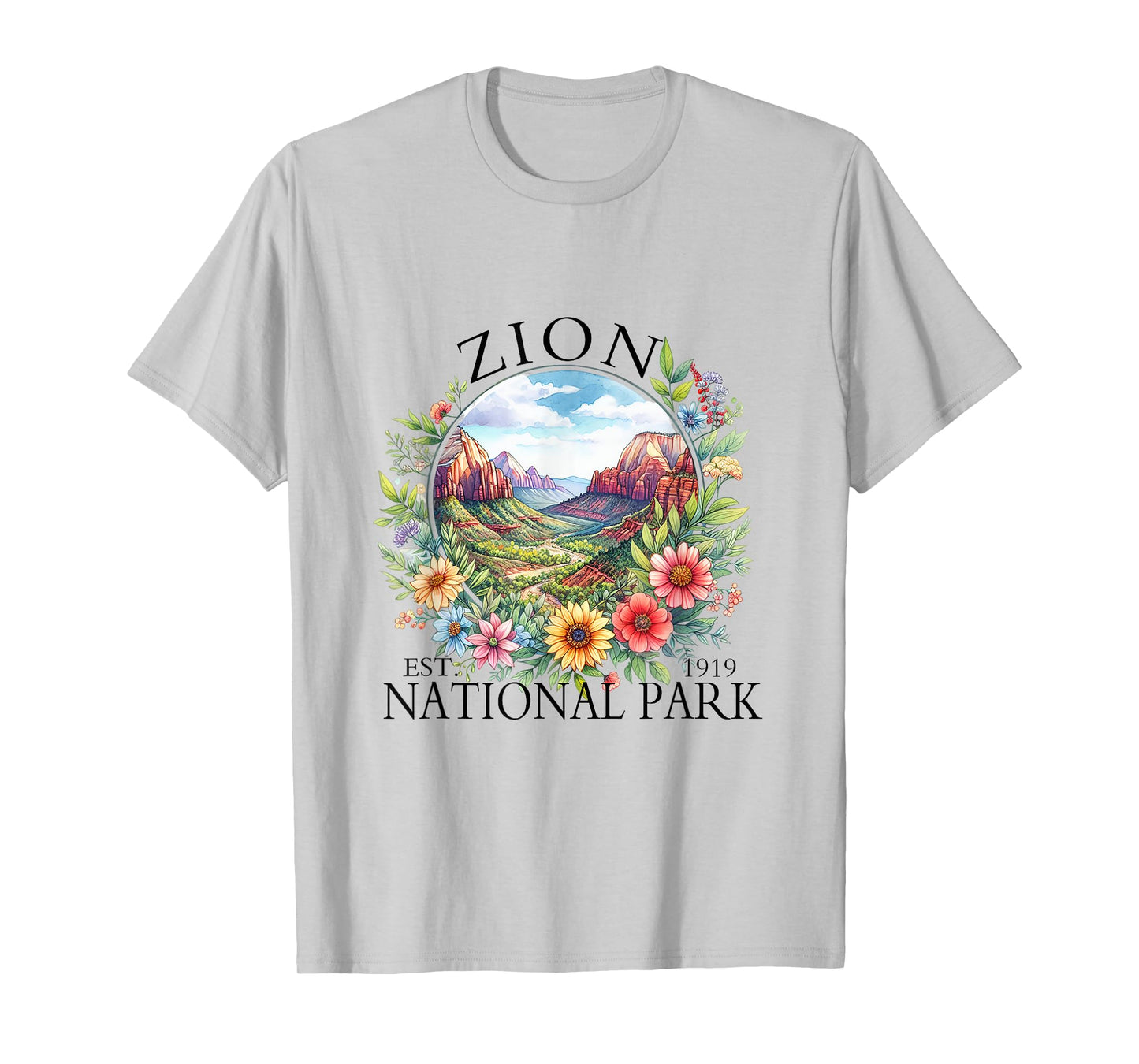 Retro Floral Zion National Park Hiking Camping Outdoor T-Shirt