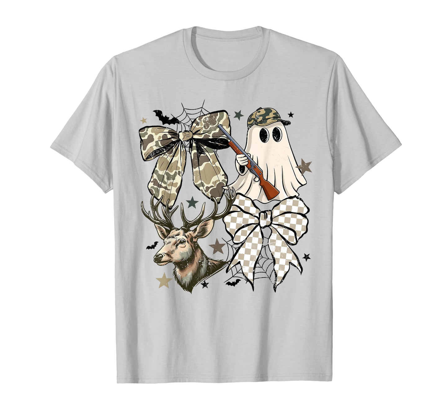 Camo Ghost Coquette Bow Camouflage Deer Hunting Girl Women T-Shirt