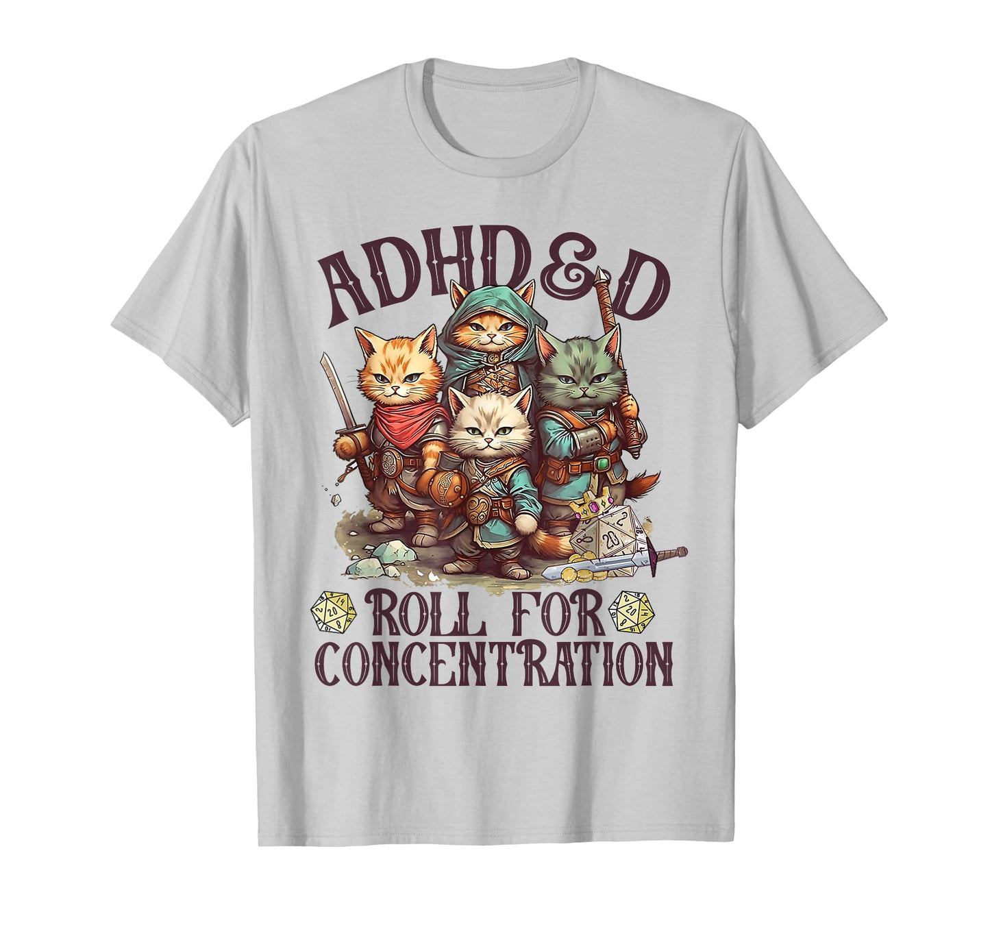 ADHD&D Roll For Concentration Lovely Gamers Vintage ADHD&D T-Shirt