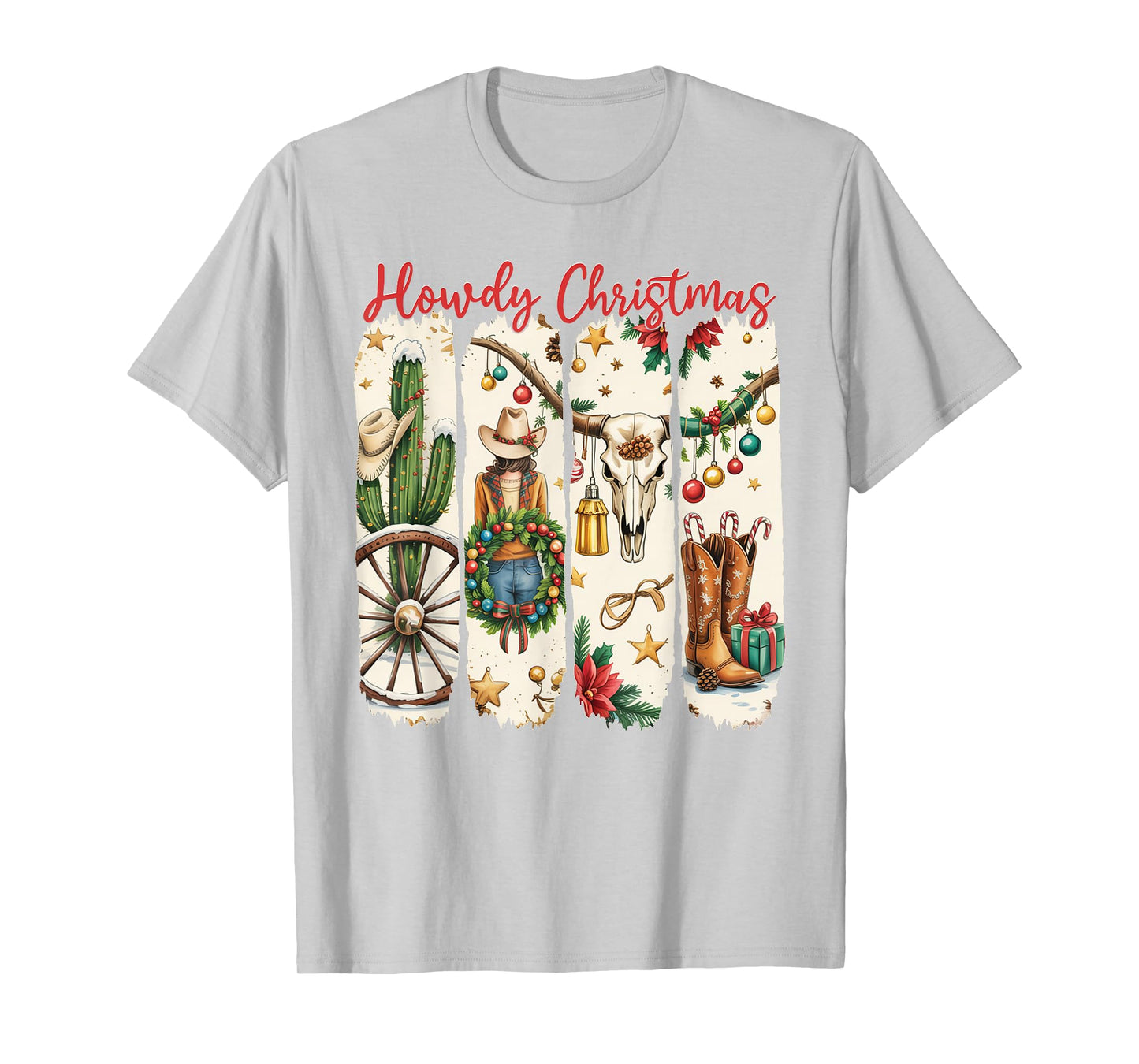 Howdy Christmas Western Coquette Bow Cowboy Cowgirl Santa T-Shirt