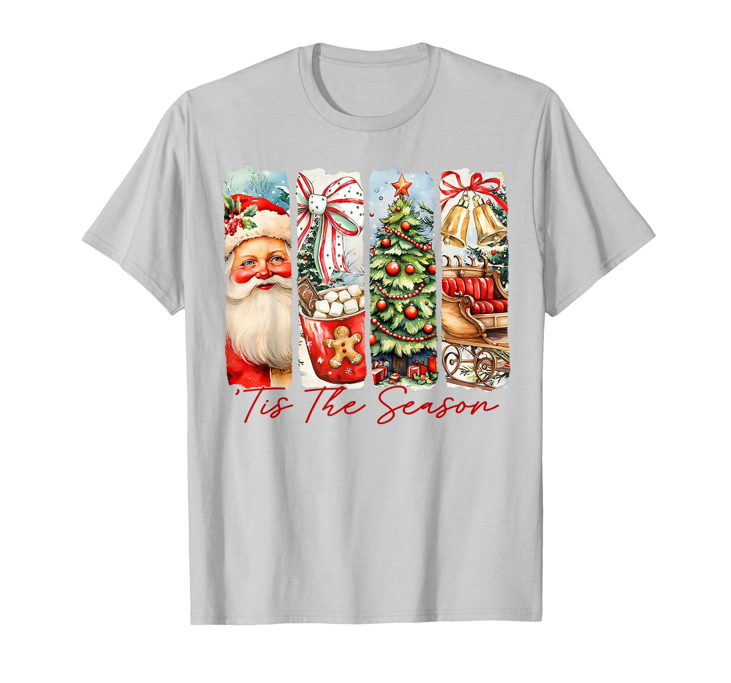 Tis The Season Retro Santa Christmas Tree Xmas Festive T-Shirt
