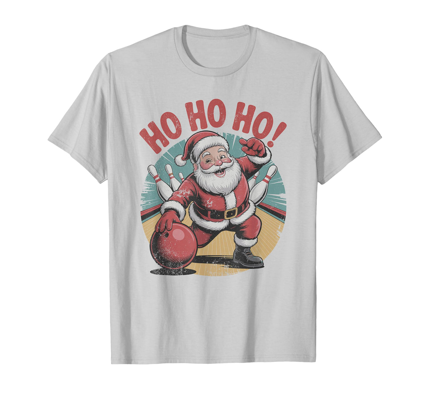 Vintage Santa Playing Bowling Retro Christmas Holiday Sports T-Shirt