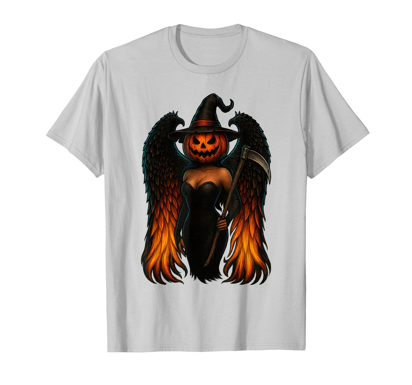 DarkFiery Halloween Angel Wings Gothic Pumpkin Witch Flaming T-Shirt