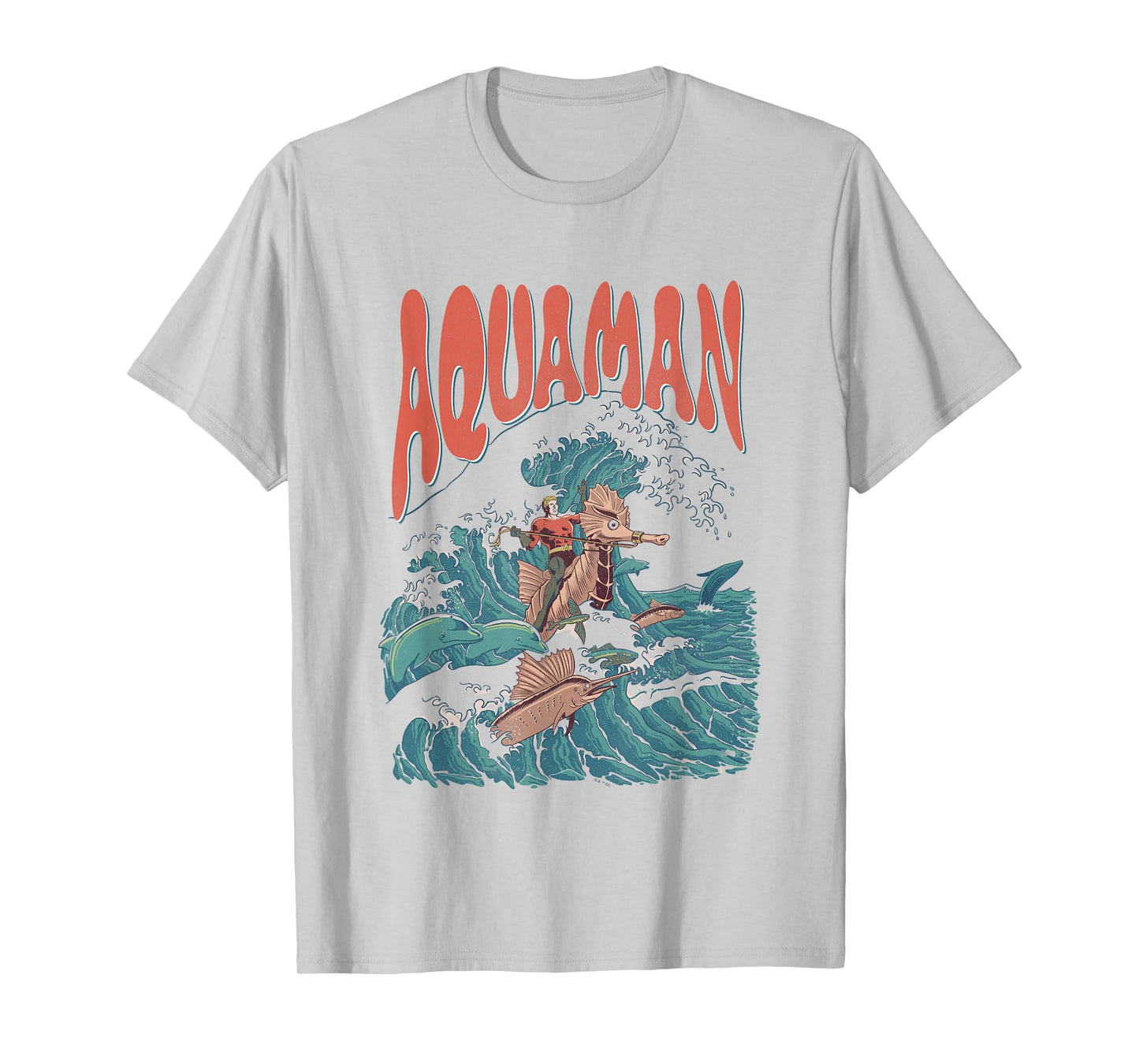 DC Comics Aquaman Kanagawa Wave Vintage Superhero T-Shirt