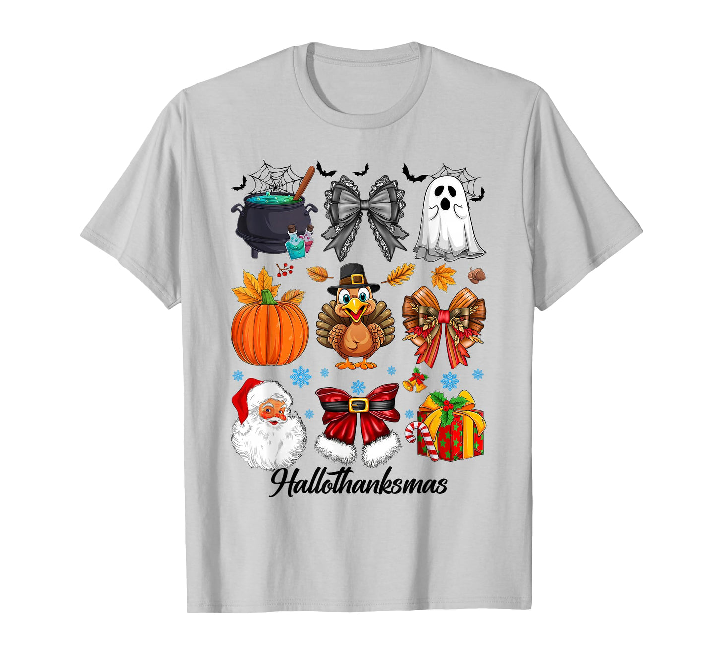 Happy Hallothanksmas Coquette Bows Halloween Thanksgiving T-Shirt