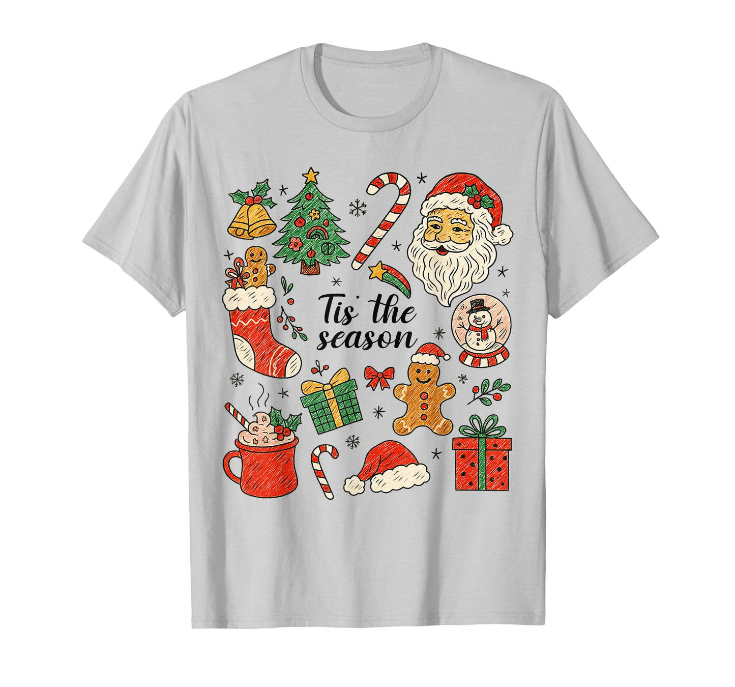 Tis' The Season Santa Christmas Tree Xmas Matching Family T-Shirt