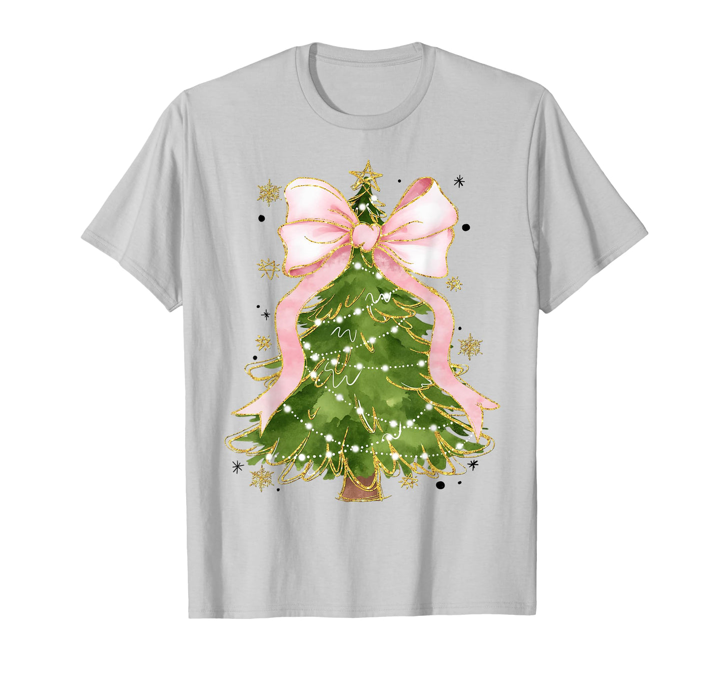 Coquette Bow Christmas Tree Xmas Holiday Girly Outfit Women T-Shirt