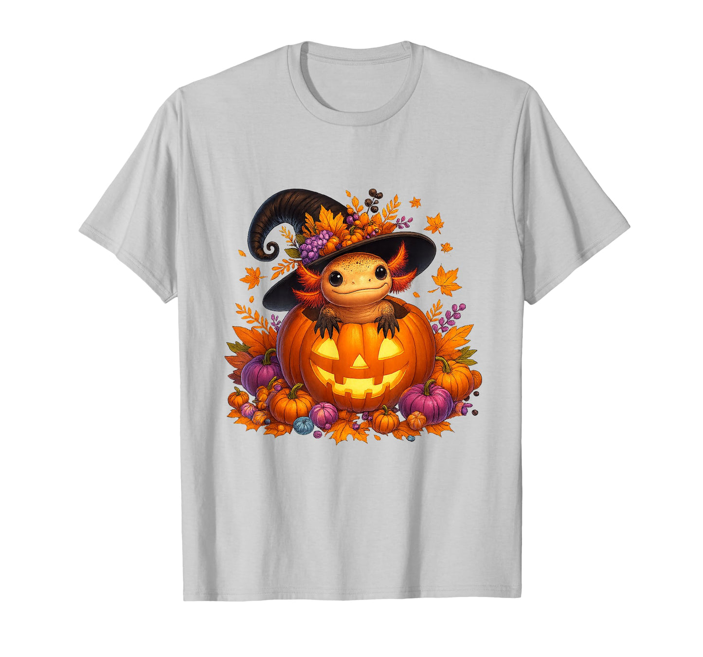 Axolotl Halloween Kawaii Witch Hat Pumpkin Fall Kids & Adult T-Shirt