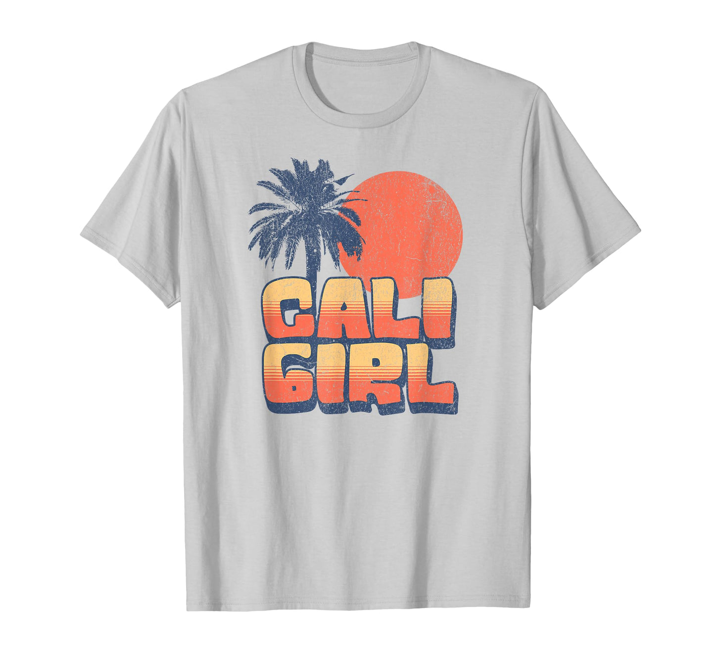 Cali Girl Retro Sunset Palm Tree California Beach Vacation T-Shirt