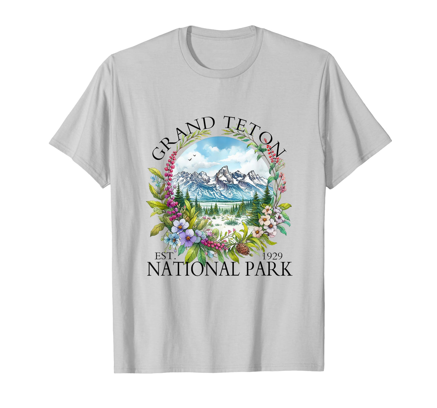 Floral Grand Teton National Park Hiking Camping Outdoor T-Shirt