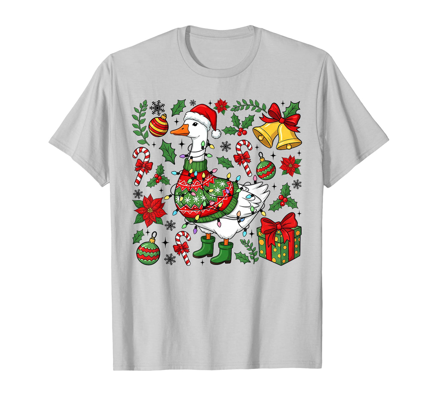 Funny Christmas Goose Santa Hat Retro Holiday Sweater T-Shirt