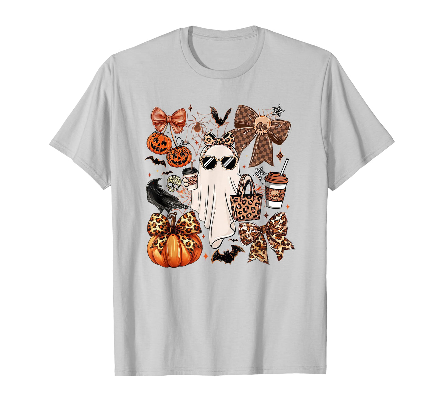 Coquette Leopard Ghost Coffee Boo-JEE Halloween Boujee Ghost T-Shirt