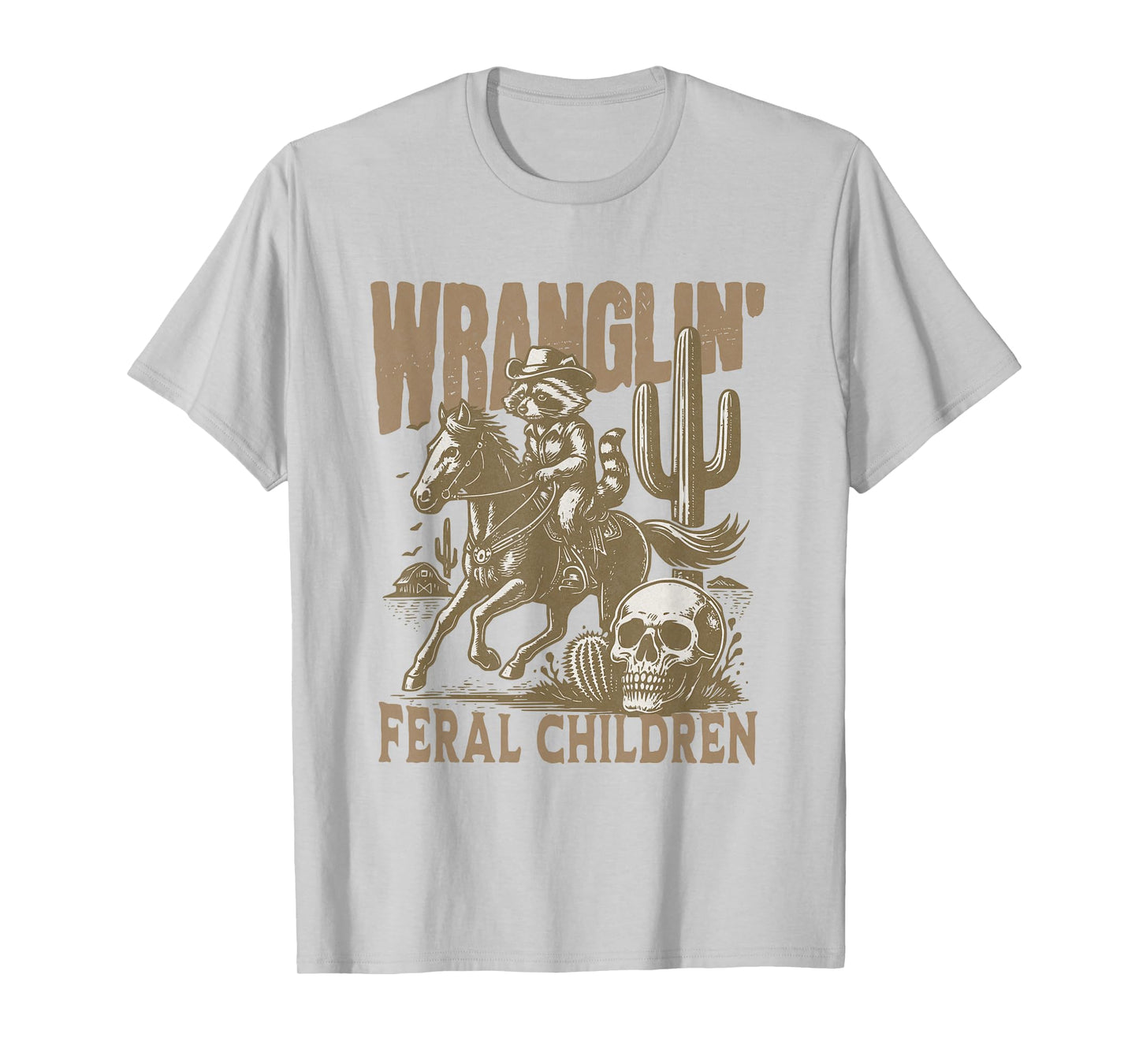 Retro Cowboy Wranglin' Feral Children Racoon 90s Western T-Shirt
