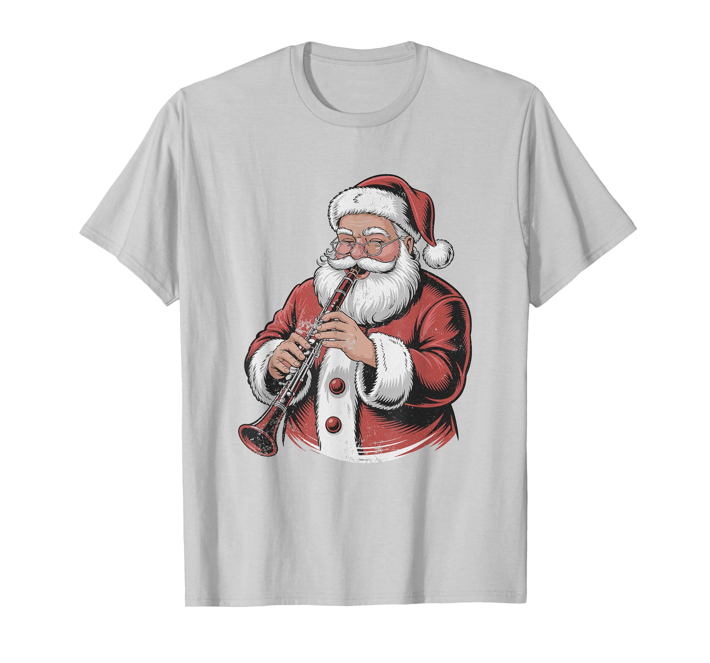 Vintage Santa Playing Clarinet Retro 90s Chrismas Holiday T-Shirt