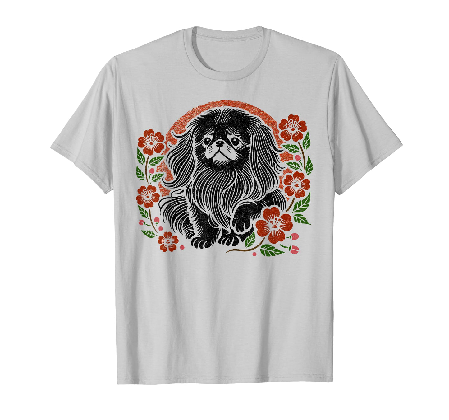 Pekingese Dog Retro Japanese Cherry Blossoms Cute Floral T-Shirt for Men Women