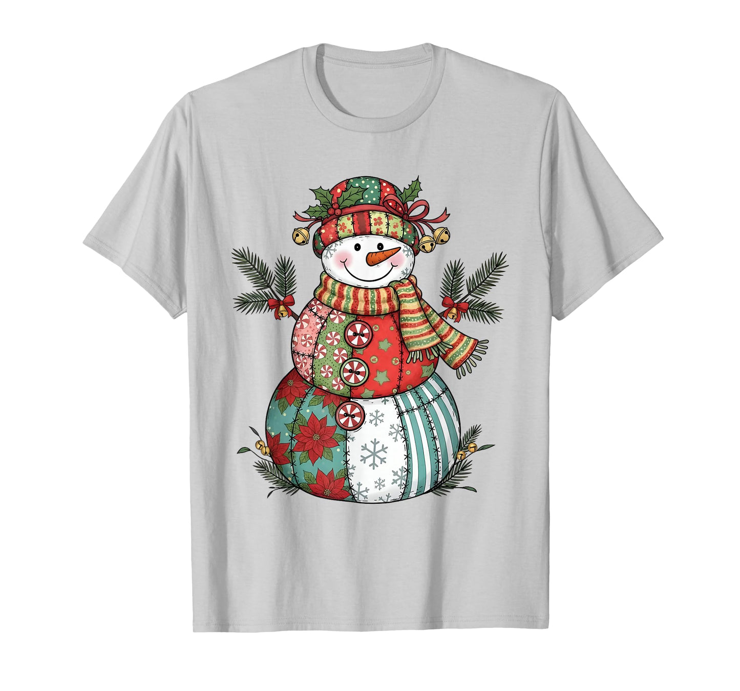 Patchwork Snowman Retro Funny Christmas Xmas Snowman Holiday T-Shirt