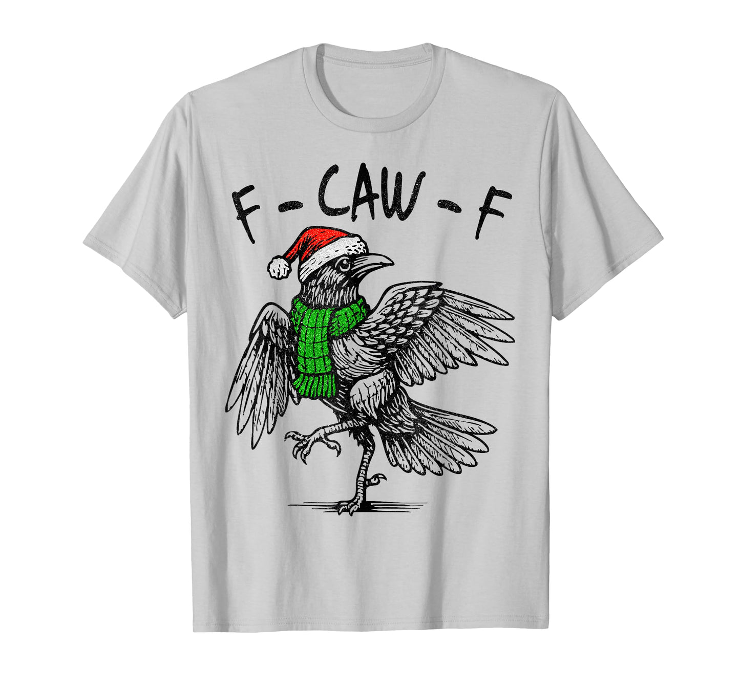 Funny Gothic Crow F-CAW-F Christmas Santa Black Bird Woman T-Shirt