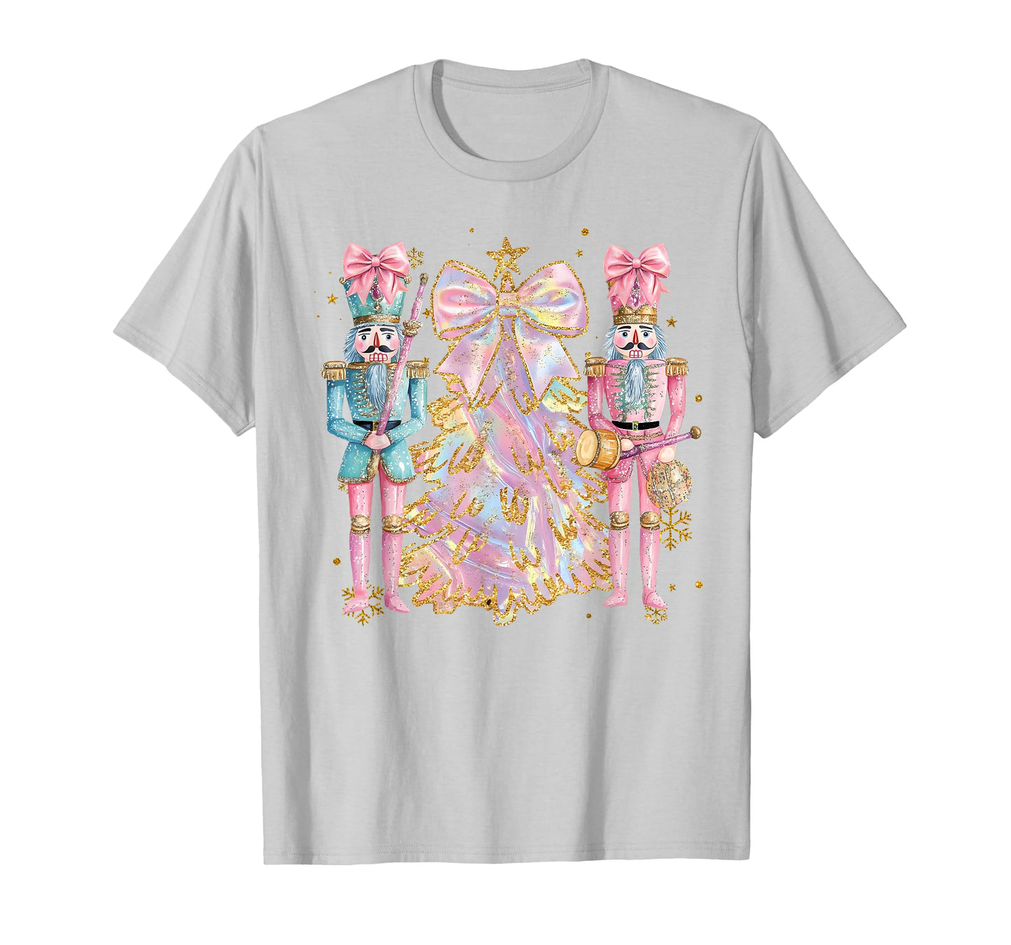 Coquette Christmas Tree Pink Nutcrackers Women Kids Girls T-Shirt