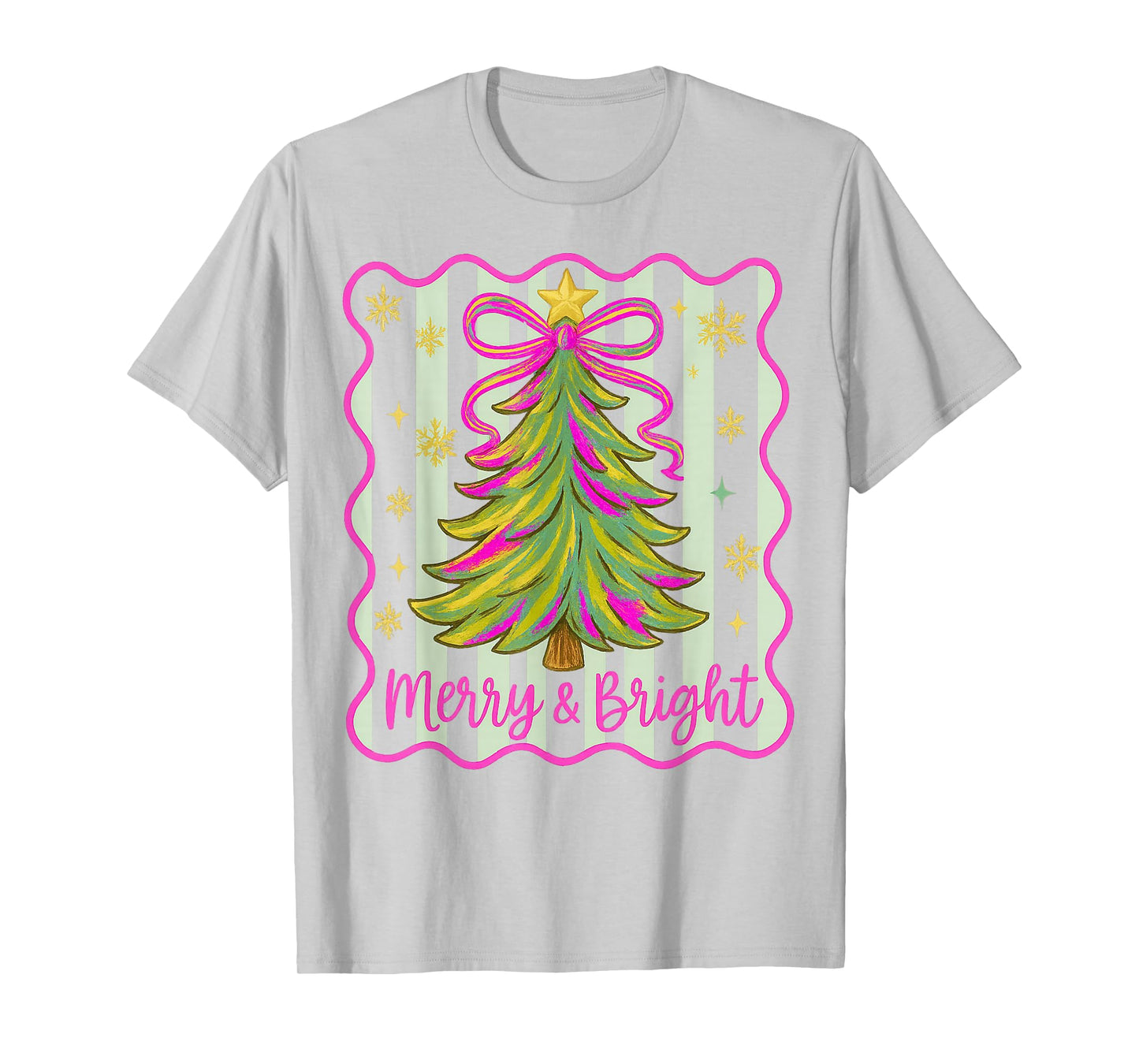 Merry and Bright Christmas Crew 2025 Funny Family Matching T-Shirt