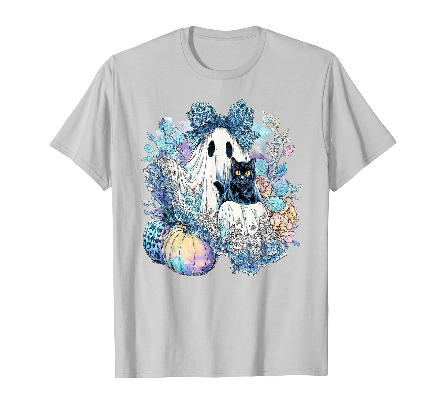 Pastel Halloween Lace Ghost Coquette Bow Leopard Spooky T-Shirt