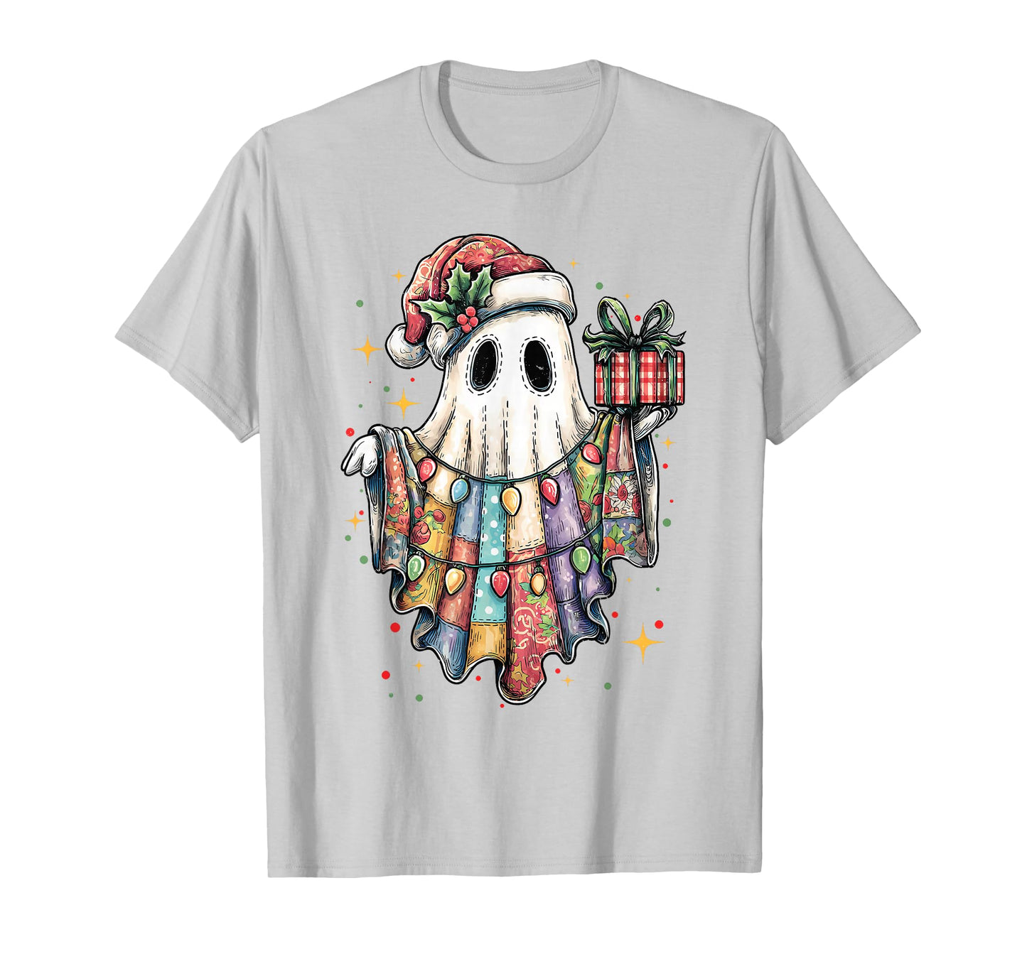 Patchwork Ghost Boo Preppy Girly Christmas Xmas Holiday Kids T-Shirt