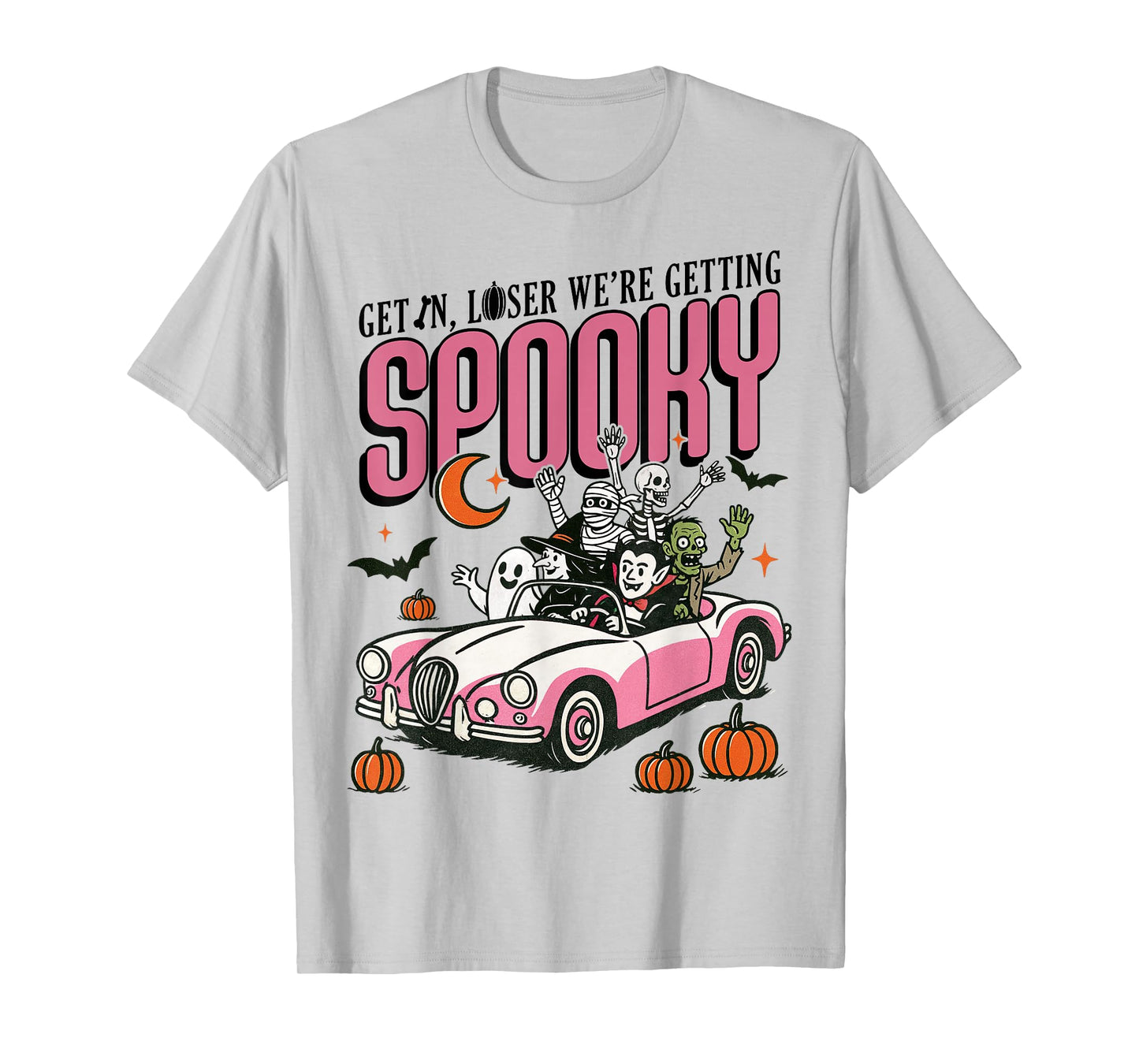 Retro Halloween Spooky Vintage Witch Skeleton Horror Pumpkin T-Shirt