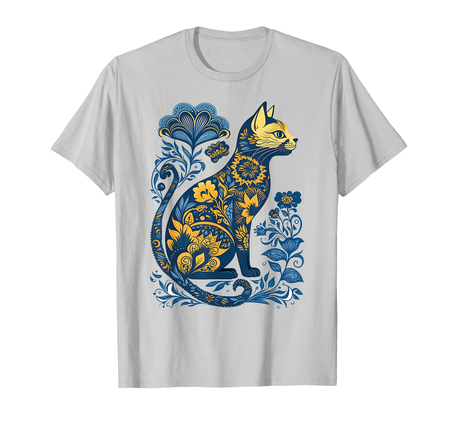 Ukraine Cat Floral Vintage Ukrainian Flag & Vyshyvanka Style T-Shirt