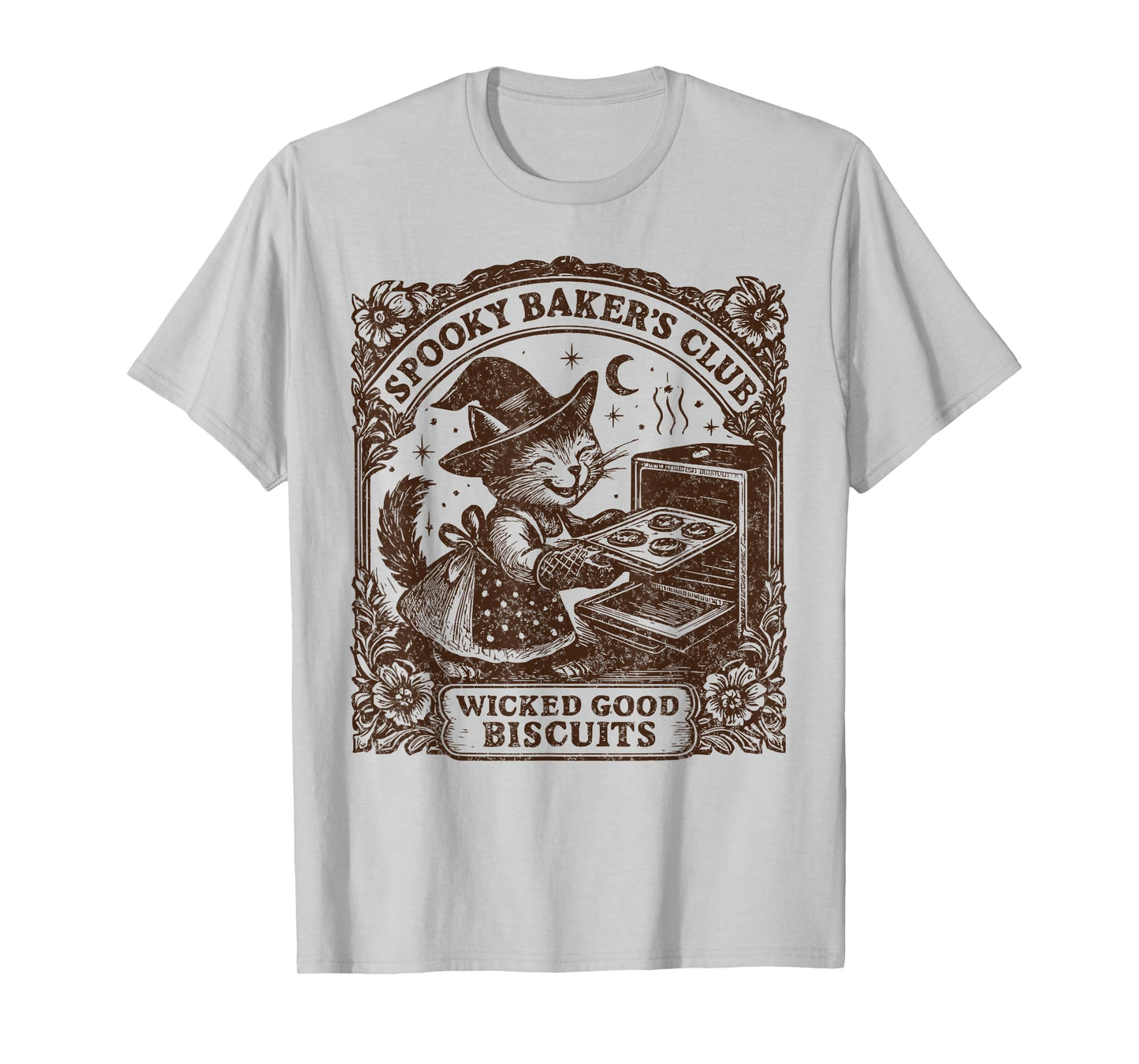 Spooky Baker's Club Cat, Cozy Halloween Cat Baking Biscuits T-Shirt